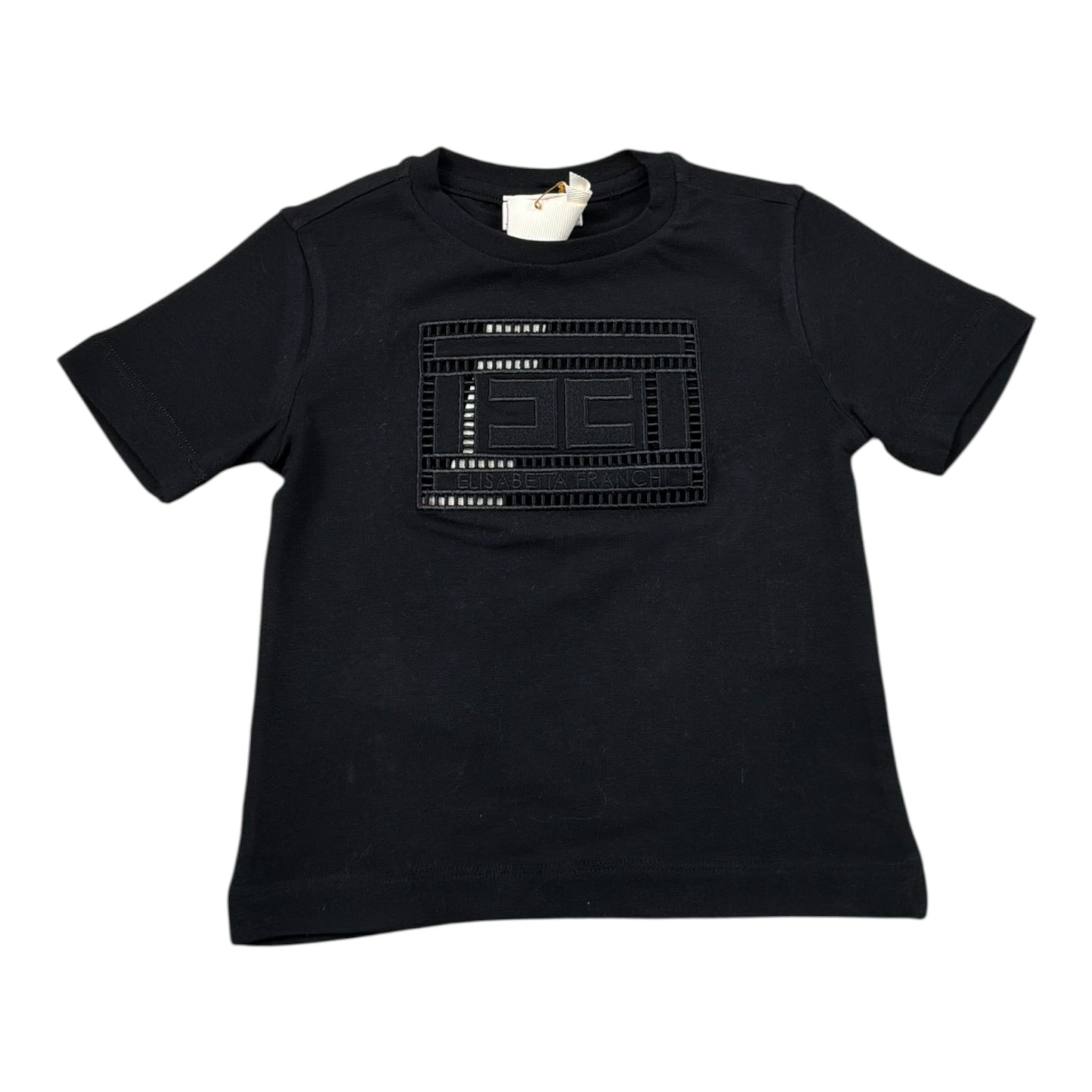 Elisabetta Franchi T-Shirt Girocollo tinta unita con Stampa Nero per Bambina EGTS096J NERO ELISABETTA FRANCHI 