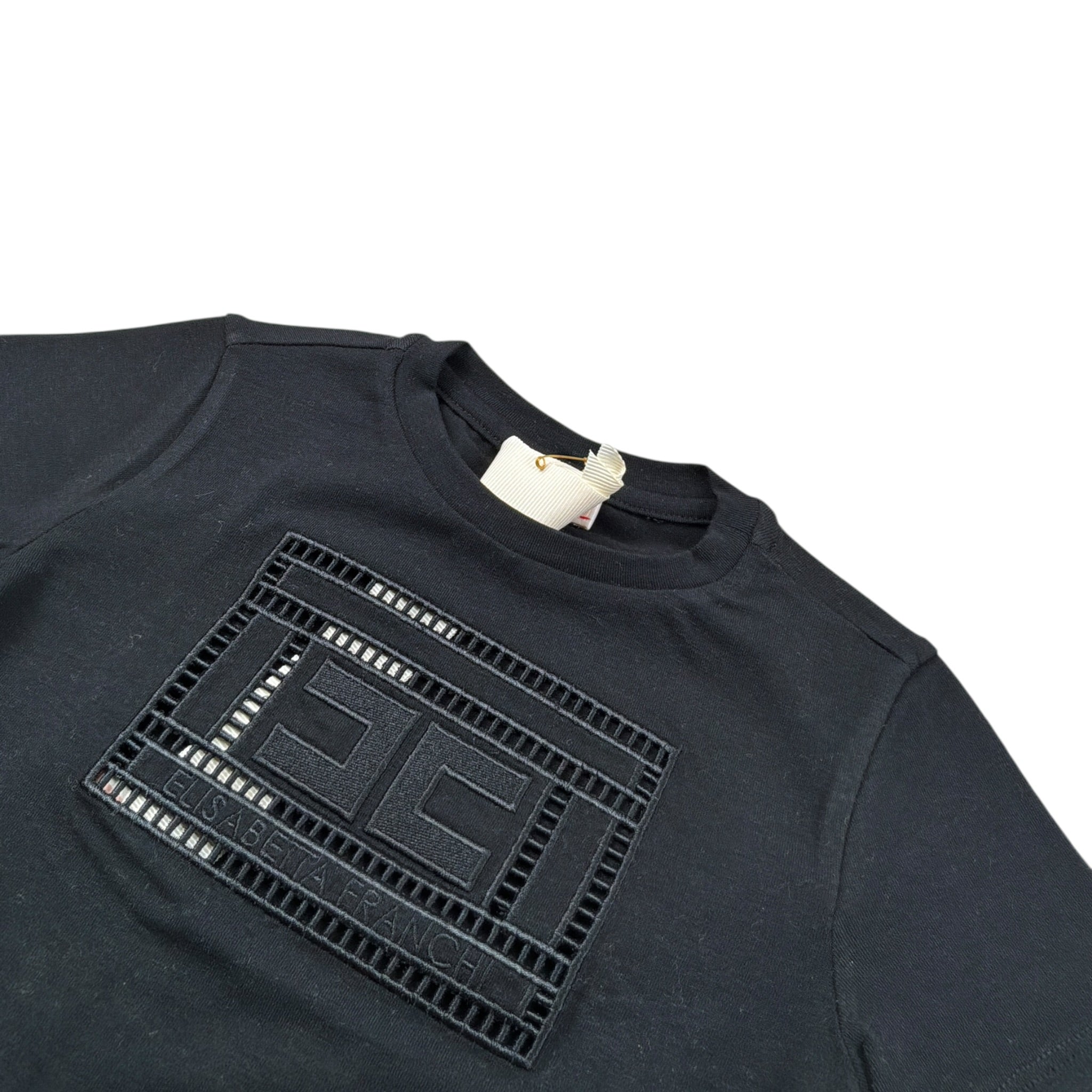 Elisabetta Franchi T-Shirt Girocollo tinta unita con Stampa Nero per Bambina EGTS096J NERO ELISABETTA FRANCHI 