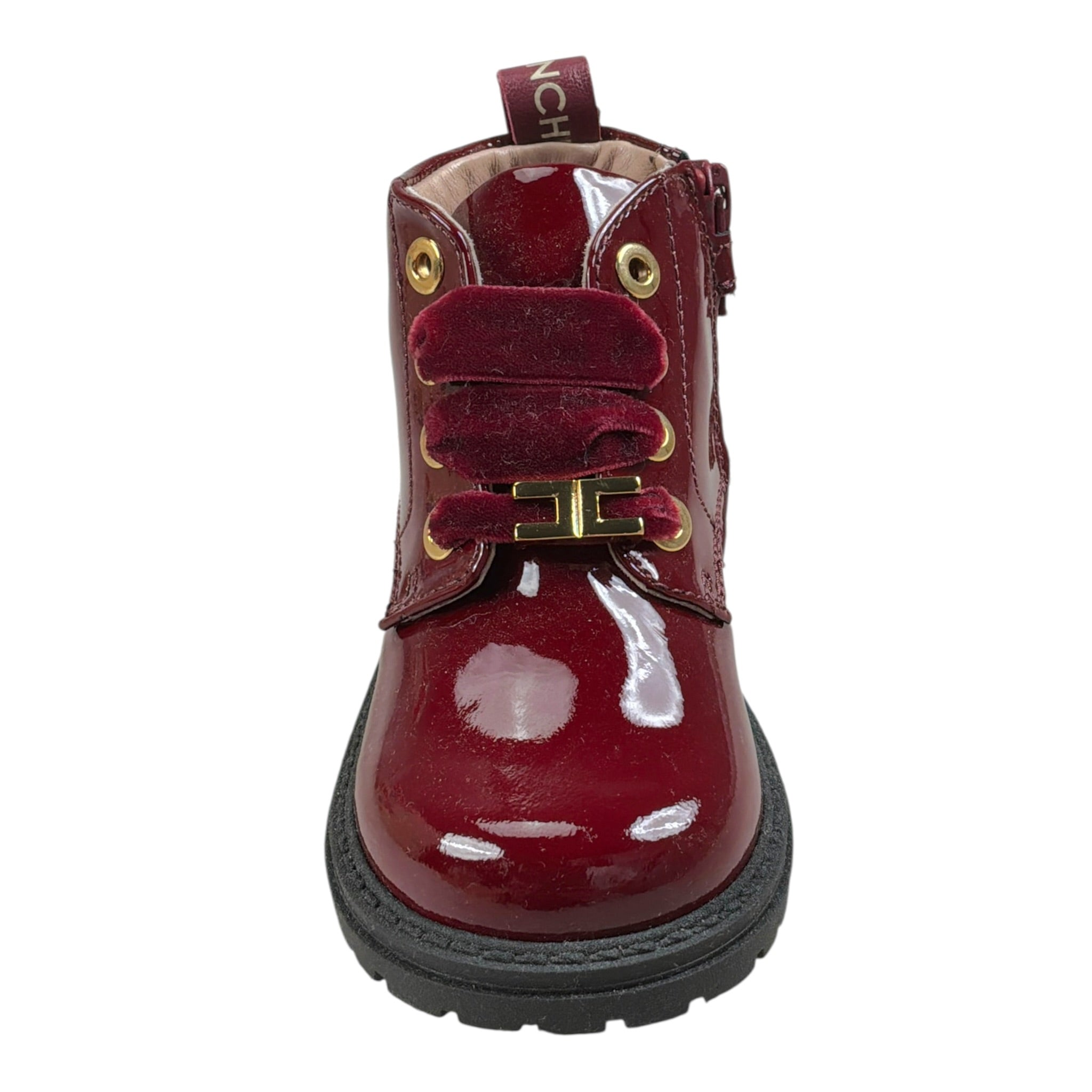 Elisabetta Franchi Stivale tinta unita Lucido con Lacci Bordeaux per Bambina F1A5E0381X BORDEAUX ELISABETTA FRANCHI 