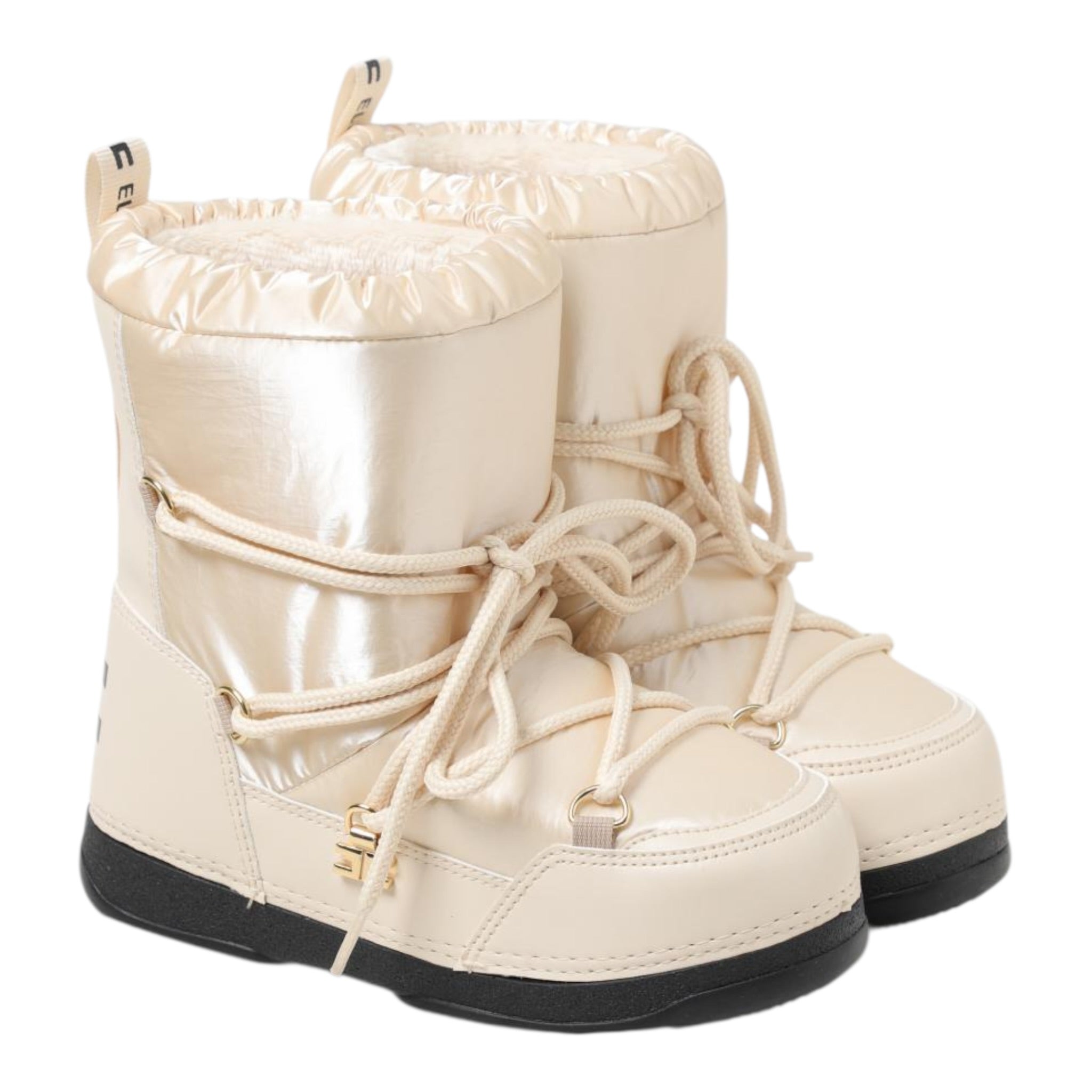 Elisabetta Franchi Stivali Neve tinta unita con Logo Crema per Bambina F4A6E0168 CREMA ELISABETTA FRANCHI 