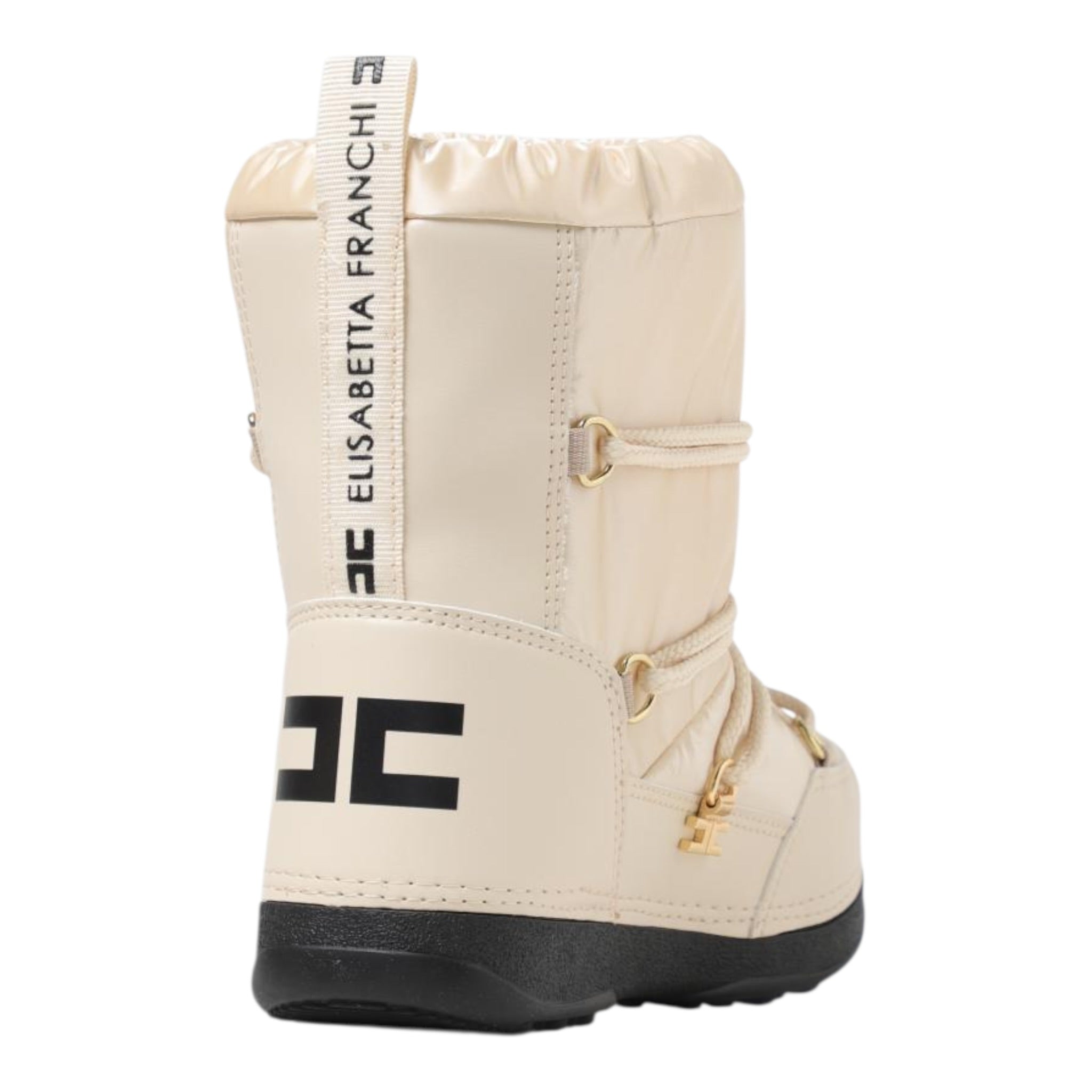 Elisabetta Franchi Stivali Neve tinta unita con Logo Crema per Bambina F4A6E0168 CREMA ELISABETTA FRANCHI 