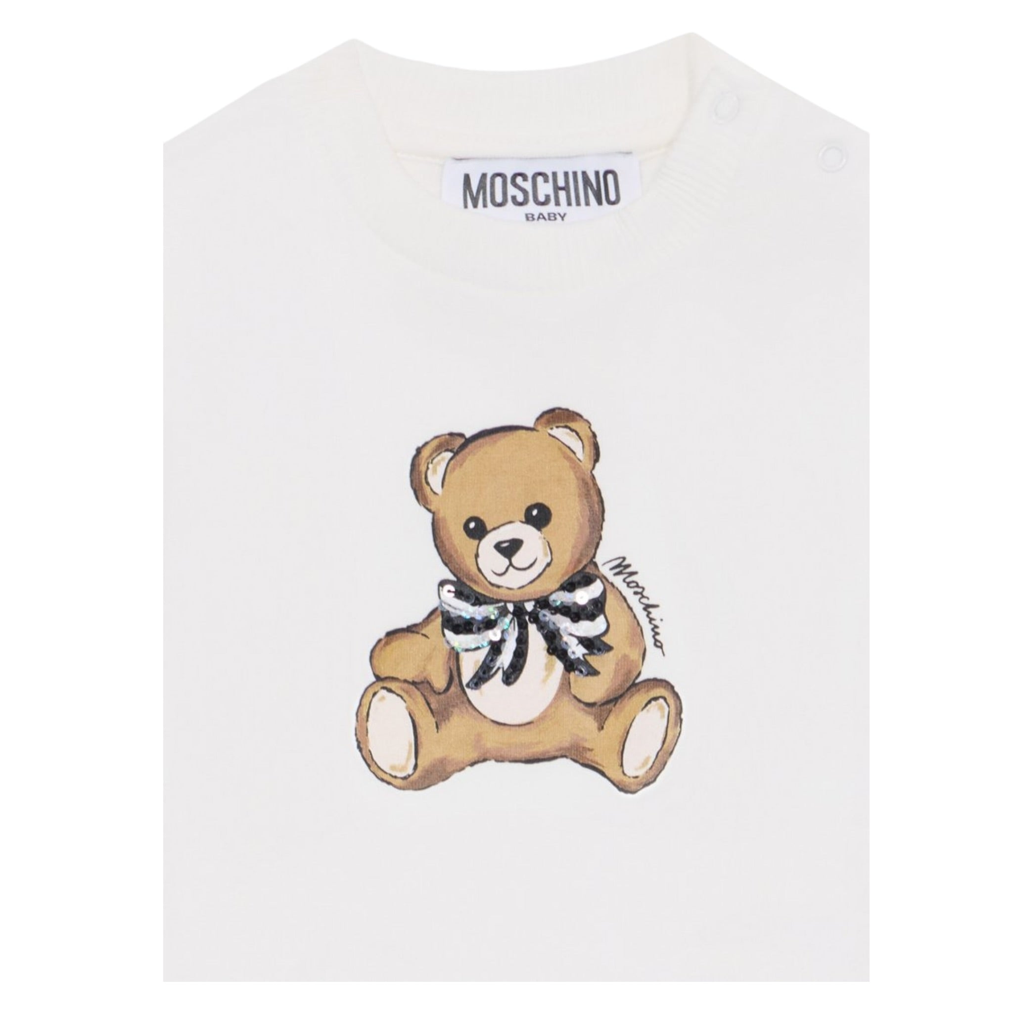 Moschino Felpa Chiusa Girocollo tinta unita Panna per Neonata MFFO2K PANNA MOSCHINO 