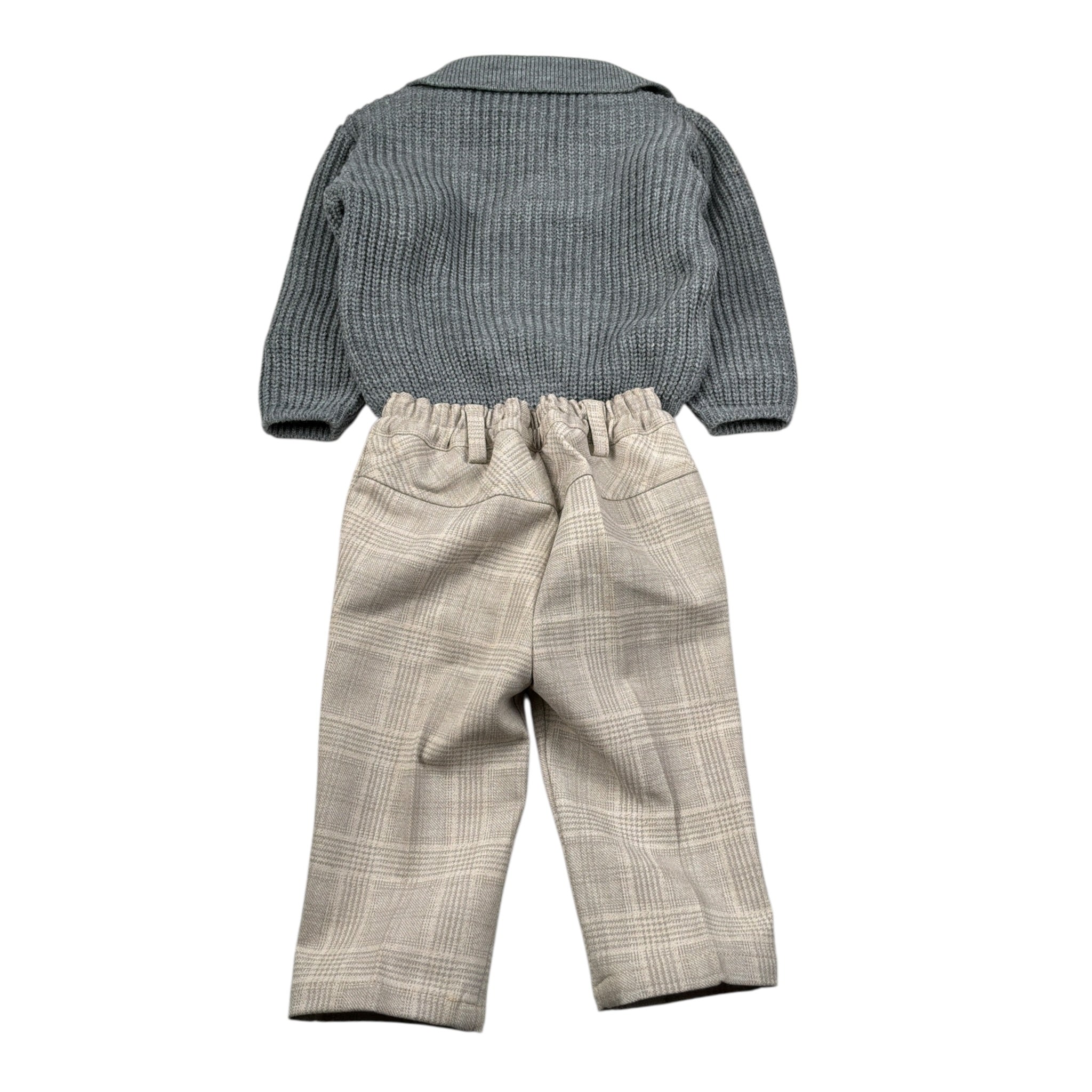 Emanuel Pris Completo 4 Pezzi Camicia Body-Cardigan-Pantalone-Papillon Grigio per Neonato IVORI GRIGIO EMANUEL PRIS 