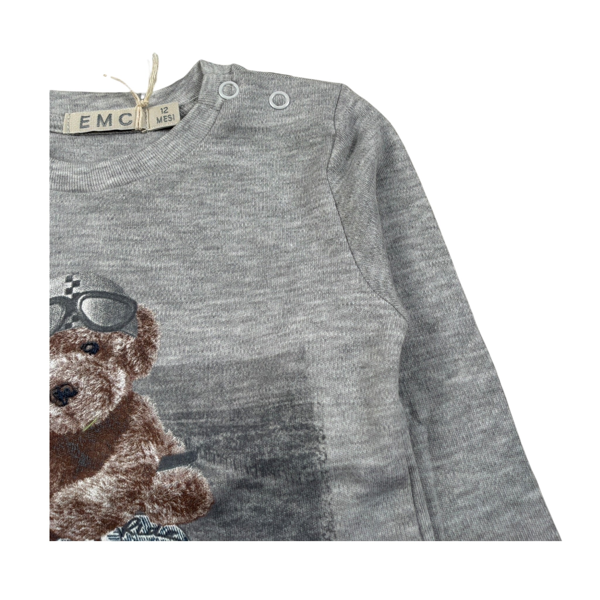 Emc Shirt Girocollo tinta unita con Stampa Grigio per Neonato BX1256 GRIGIO EMC 