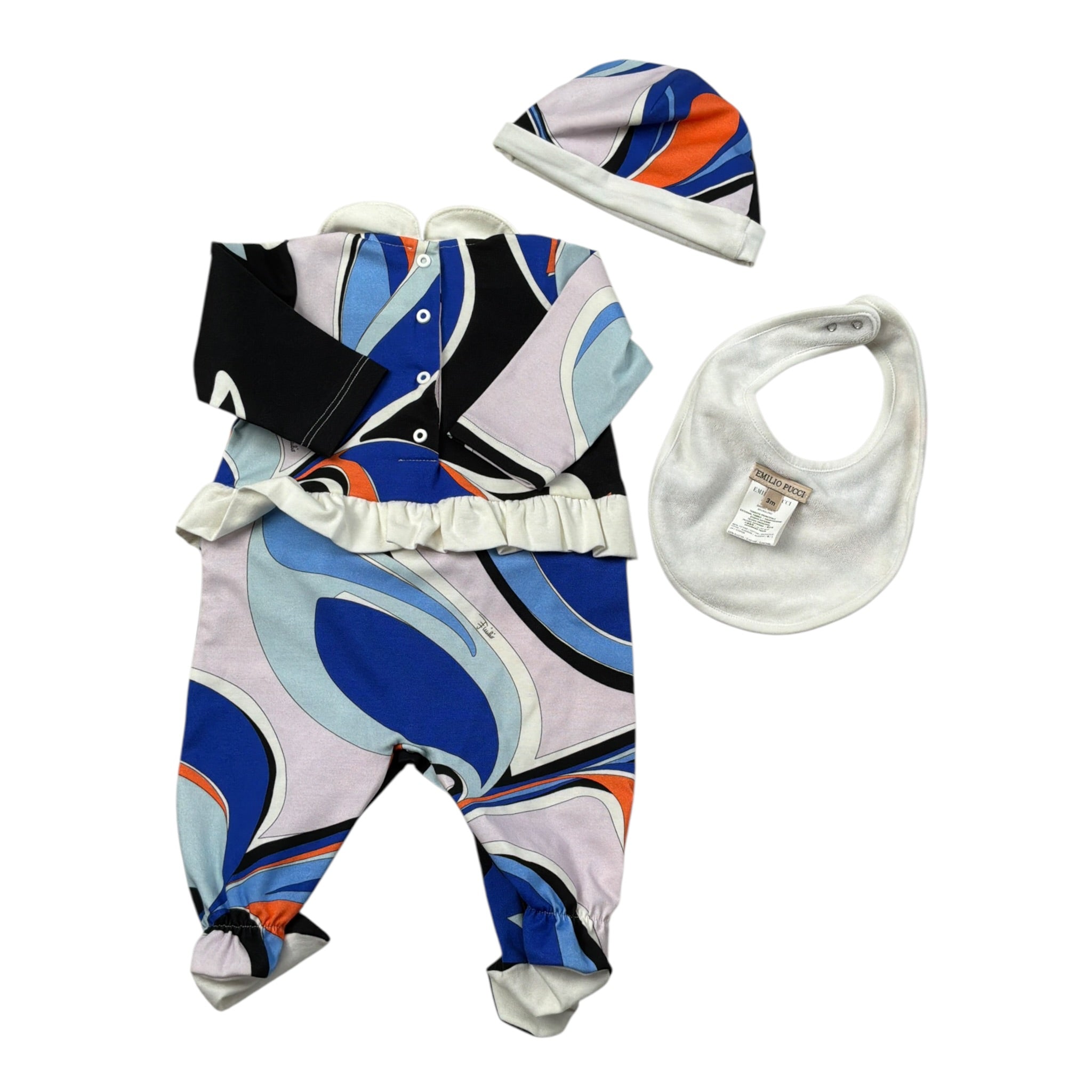 Emilio Pucci Set Tutina-Cappello-Bavetta Multicolor Multicolor per Neonata 9N0539 MULTICOLOR EMILIO PUCCI 