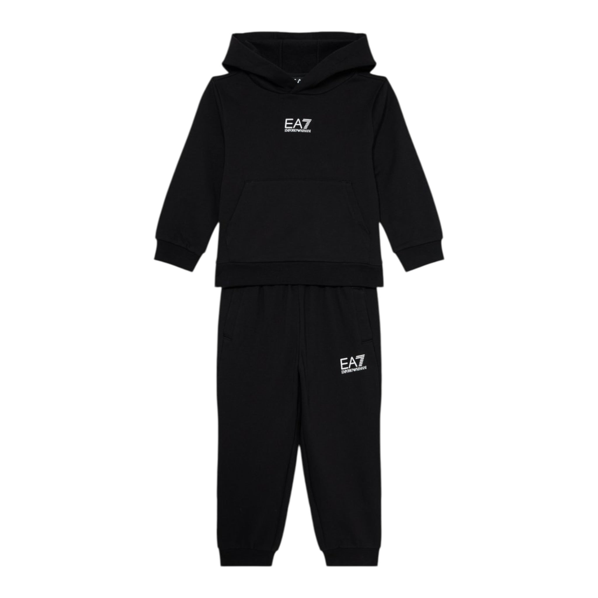 Emporio Armani Completo 2Pz Felpa-Pantalone tinta unita Nero/Bianco per Bambino 7B000164 NERO/BIANCO EMPORIO ARMANI 