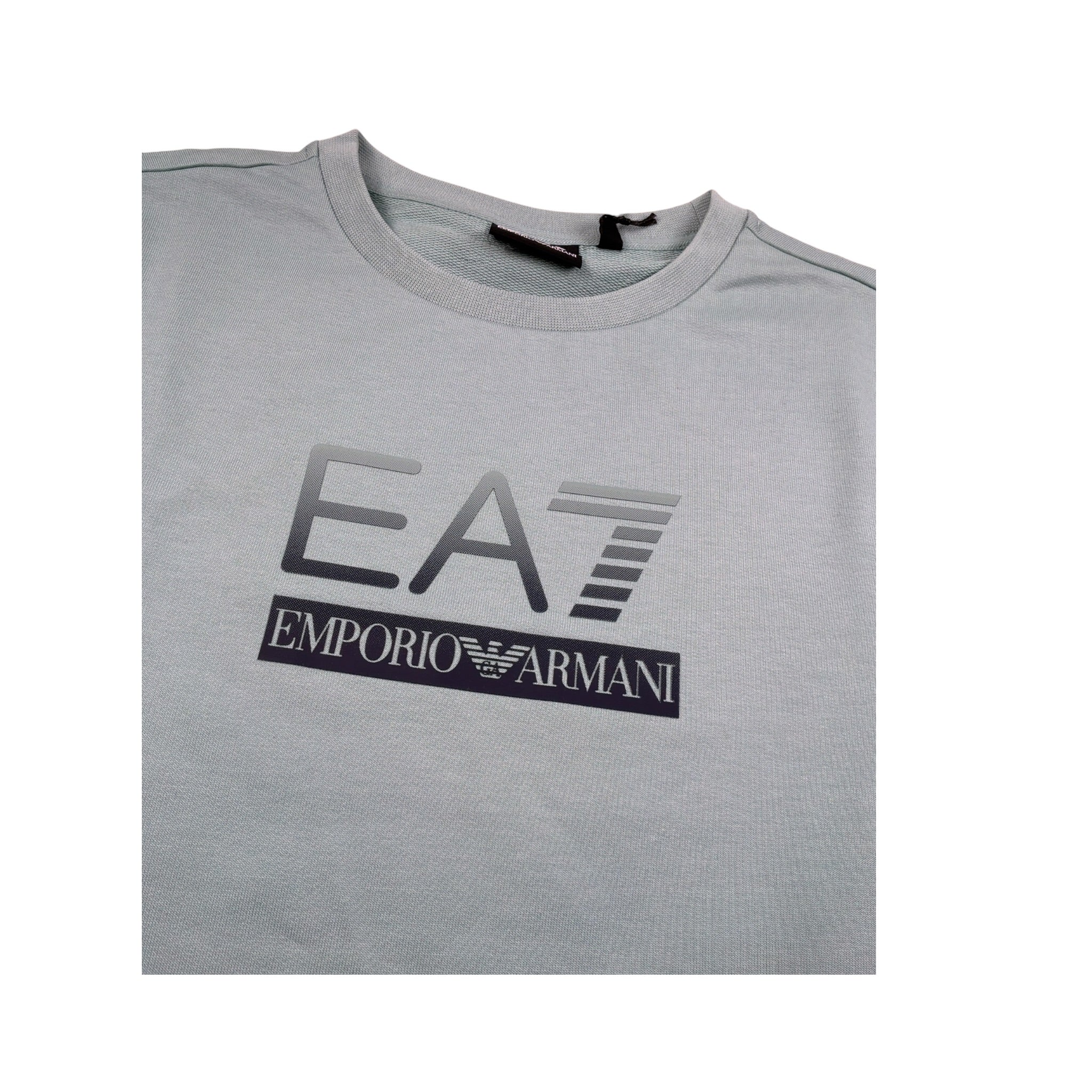 Emporio Armani Felpa Chiusa Girocollo tinta unita con Stampa Verde per Bambino 7B000170X VERDE EMPORIO ARMANI 