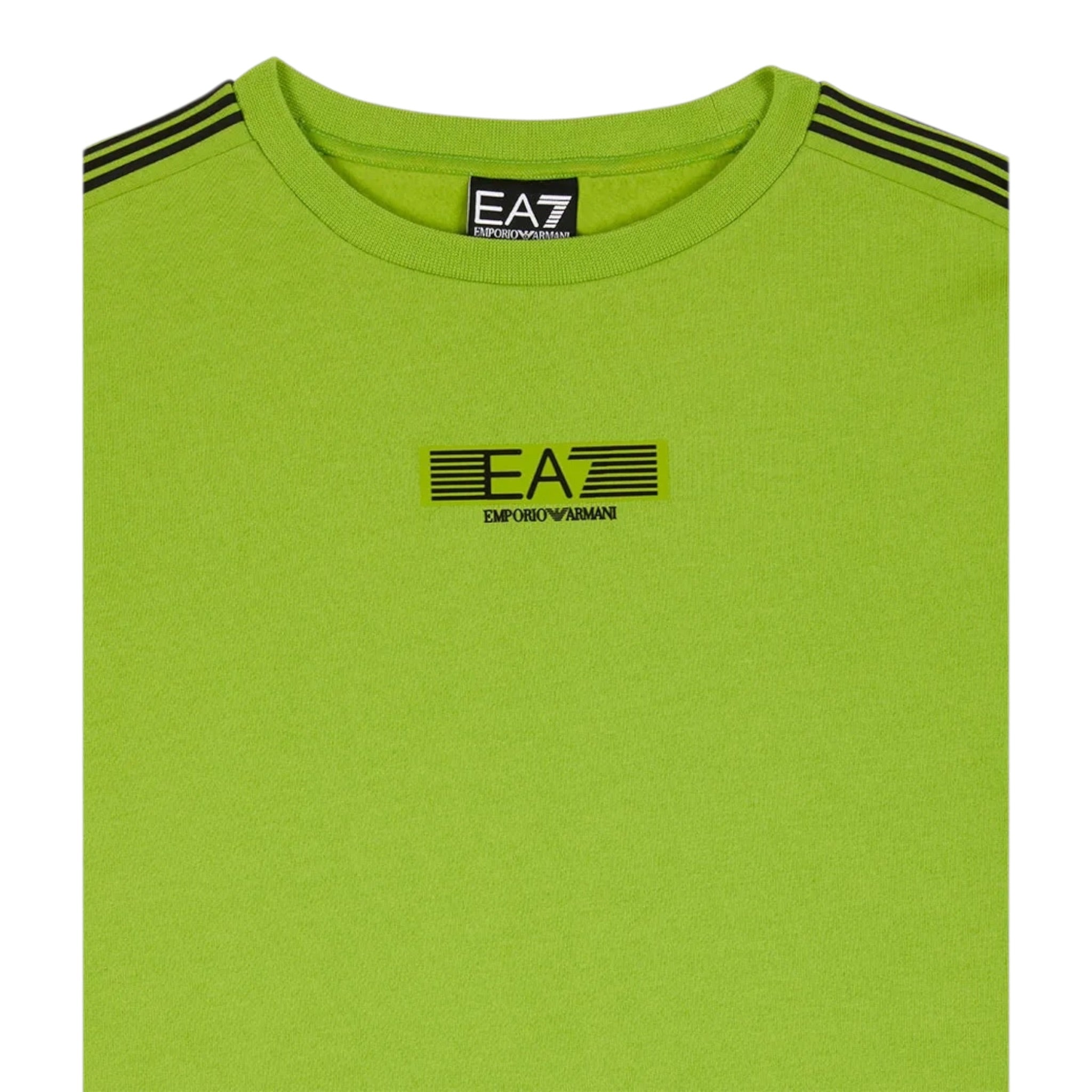 Emporio Armani Felpa Chiusa Girocollo tinta unita con Logo Verde Fluo per Bambino 7B000184X VERDE FLUO EMPORIO ARMANI 