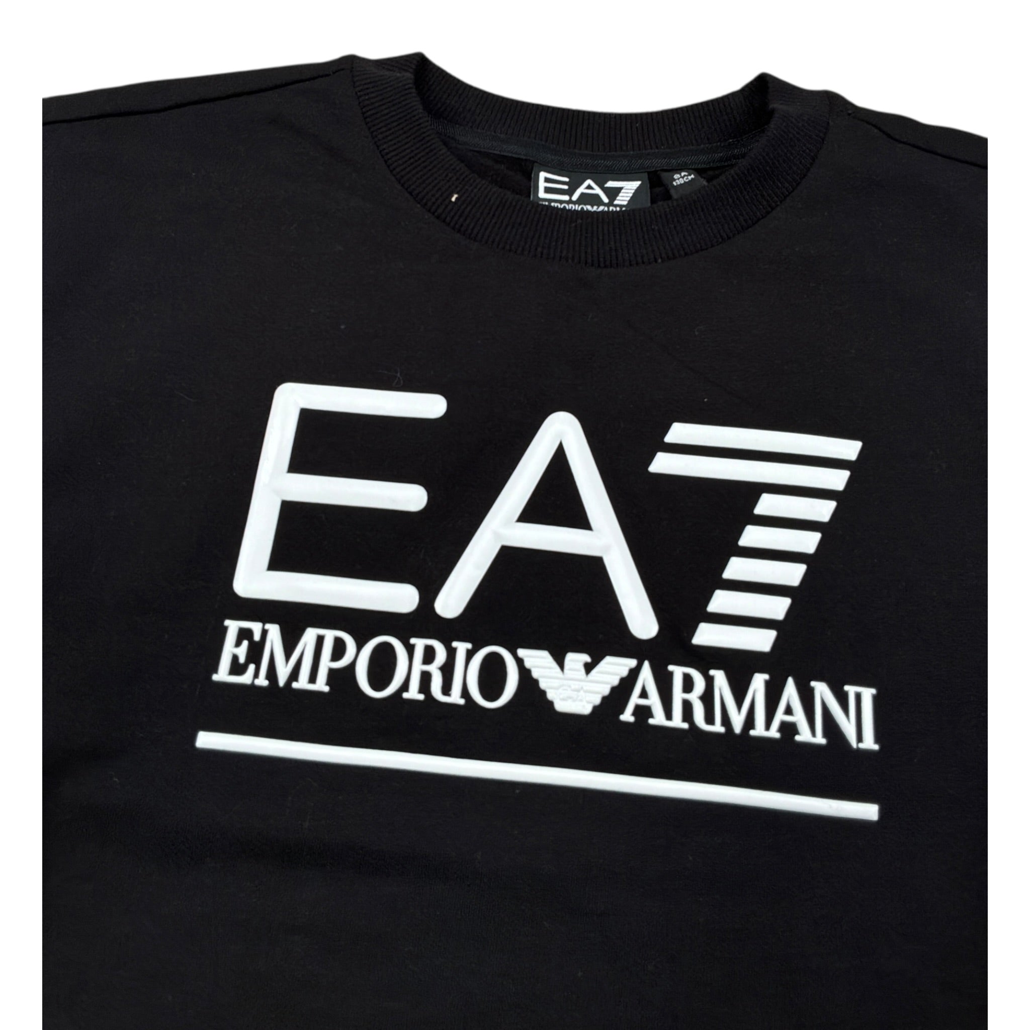 Emporio Armani Felpa Chiuss Girocollo tinta unita con Logo Nero per Bambino 7G000106 NERO EMPORIO ARMANI 