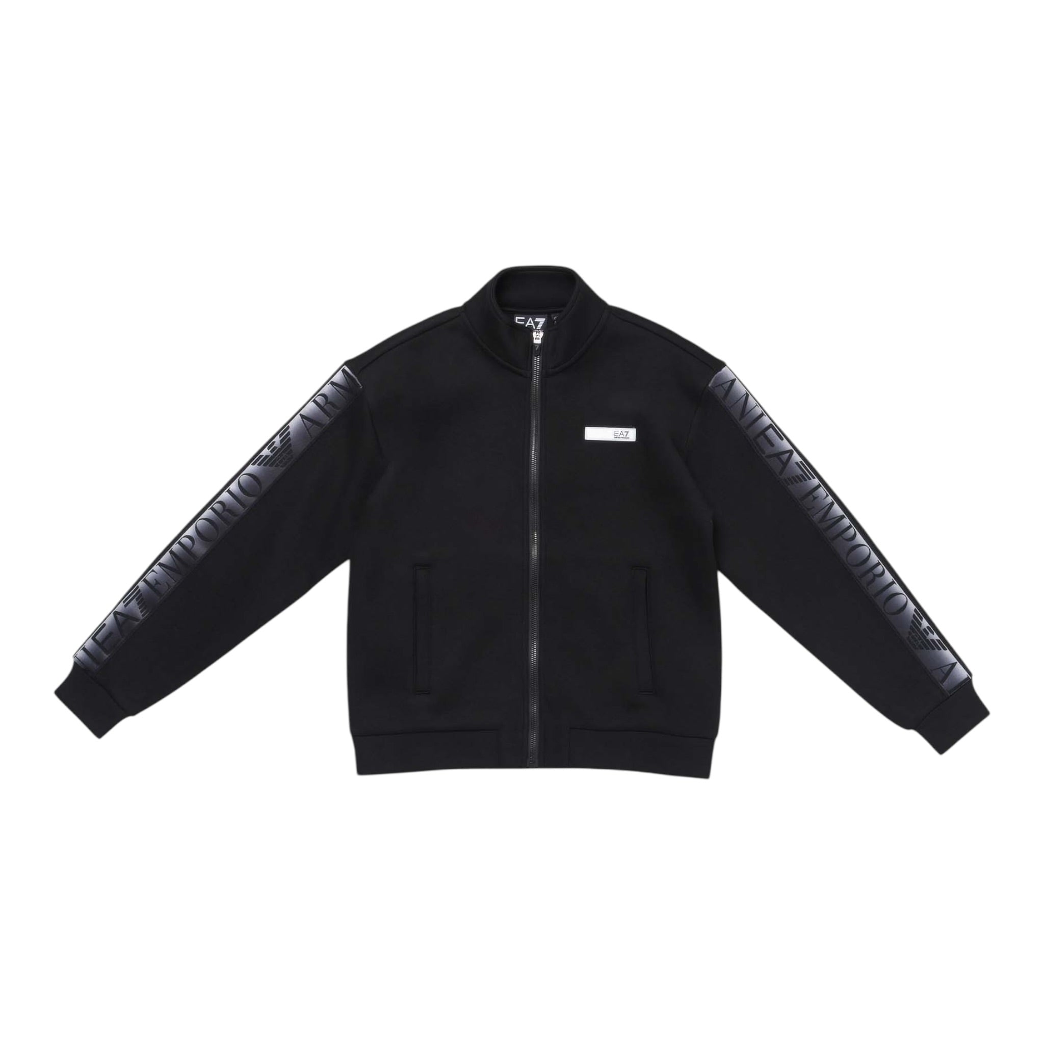 Emporio Armani Felpa con Zip tinta unita con Maniche Logate Nero per Bambino 7G000158 NERO EMPORIO ARMANI 