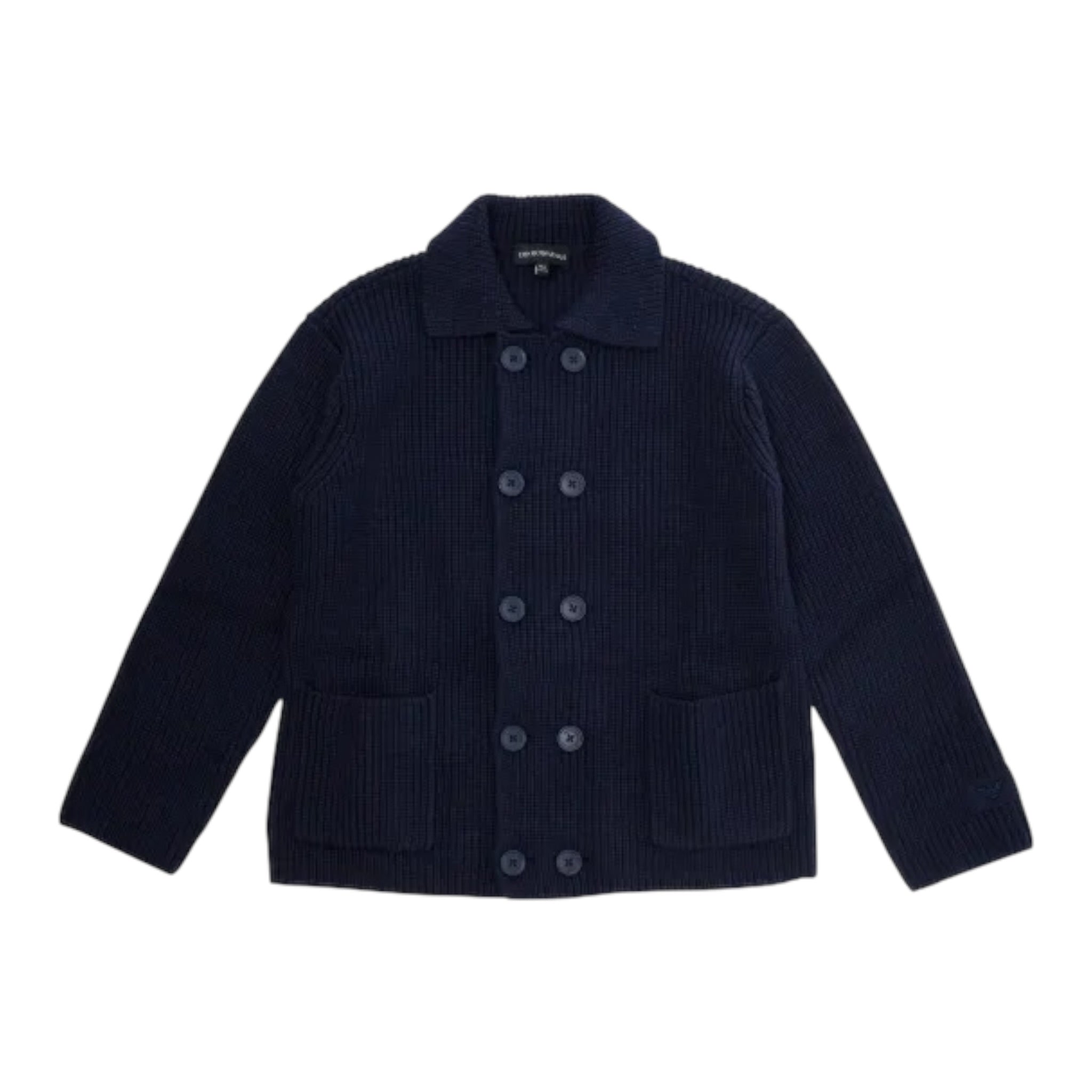 Emporio Armani Cardigan tinta unita Doppio Petto Blu per Bambino EB000653 BLU EMPORIO ARMANI 