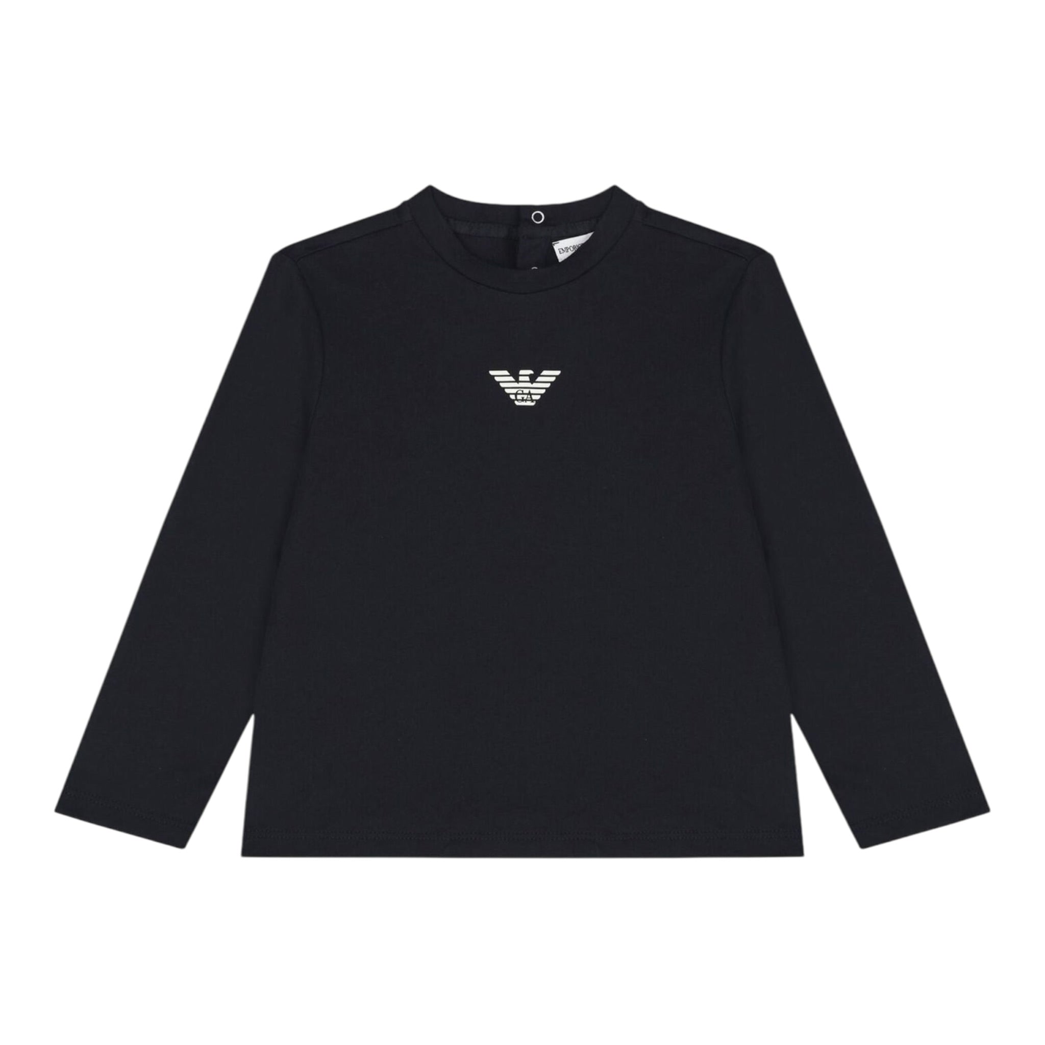 Emporio Armani Shirt Girocollo tinta unita con Logo Blu per Neonato EB00418 BLU EMPORIO ARMANI 