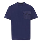 Emporio Armani T-Shirt Girocollo Tinta Unit con Taschino Blu per Neonato FW8Q01 BLU EMPORIO ARMANI 