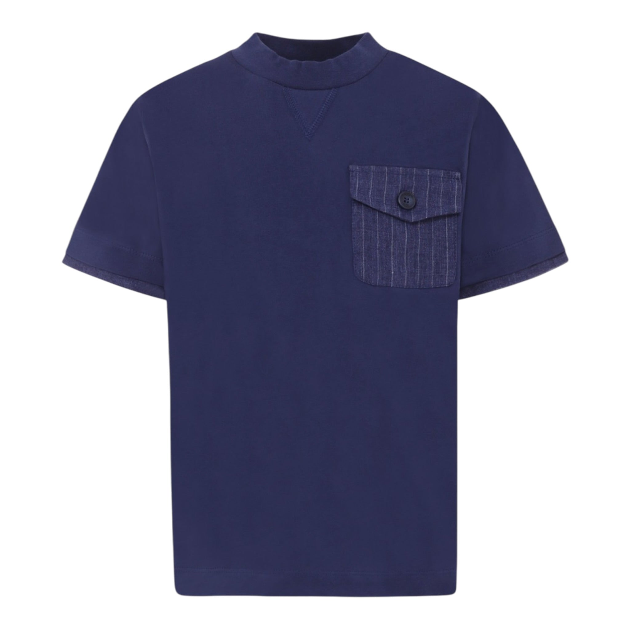 Emporio Armani T-Shirt Girocollo Tinta Unit con Taschino Blu per Neonato FW8Q01 BLU EMPORIO ARMANI 