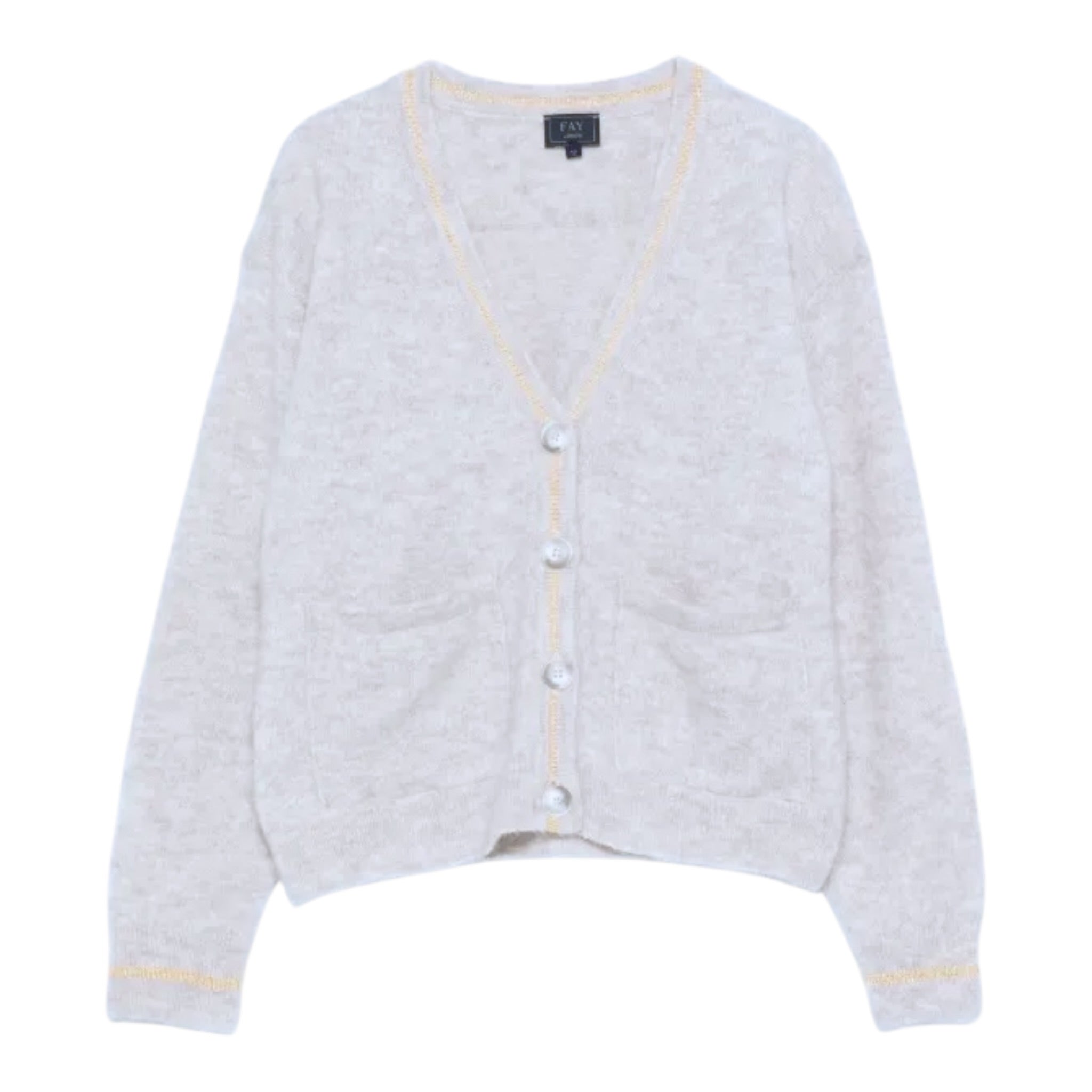 Fay Cardigan tinta unita con Profili In Contrasto Beige per Bambina FX9A10 BEIGE FAY 