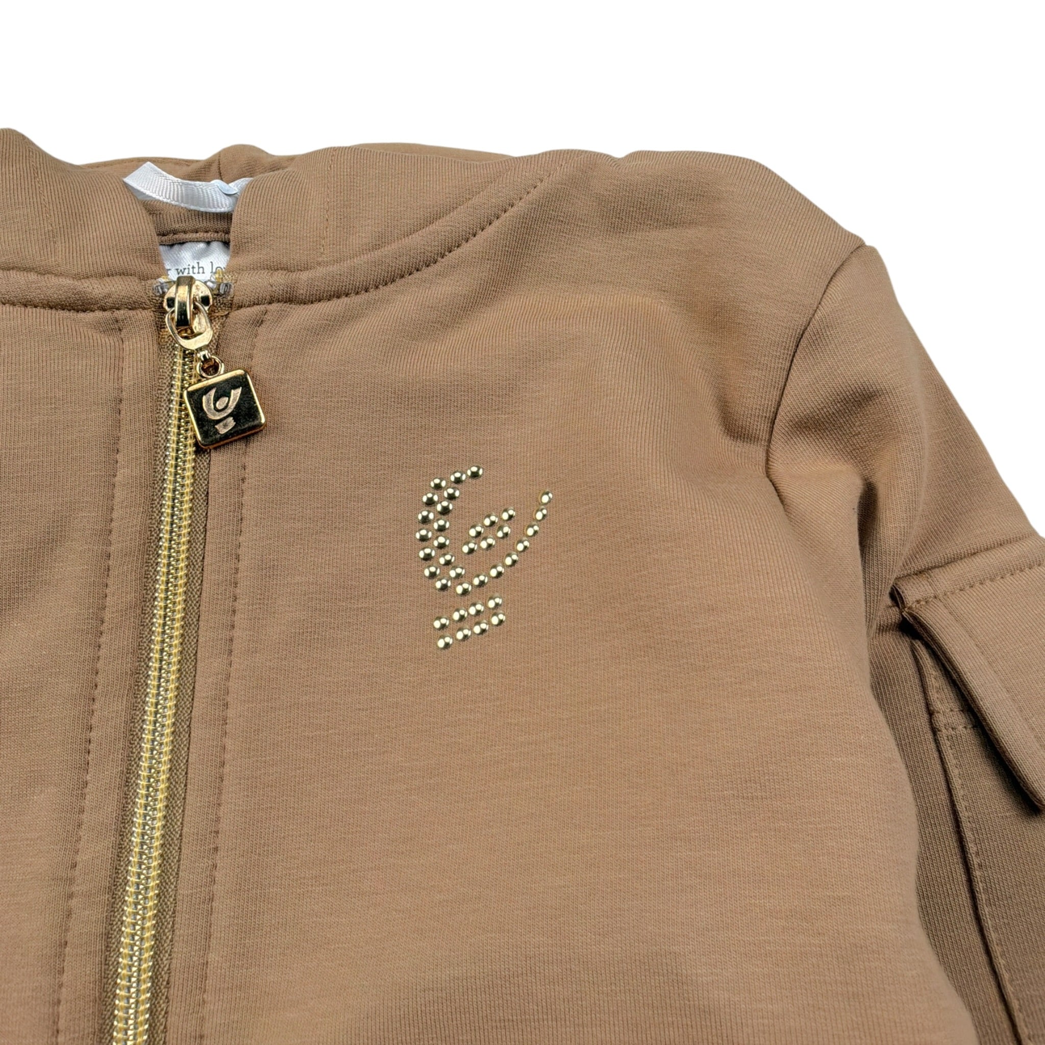Freddy Felpa tinta unita con Zip E Cappuccio Cammello per Bambina FR2188 CAMMELLO FREDDY 