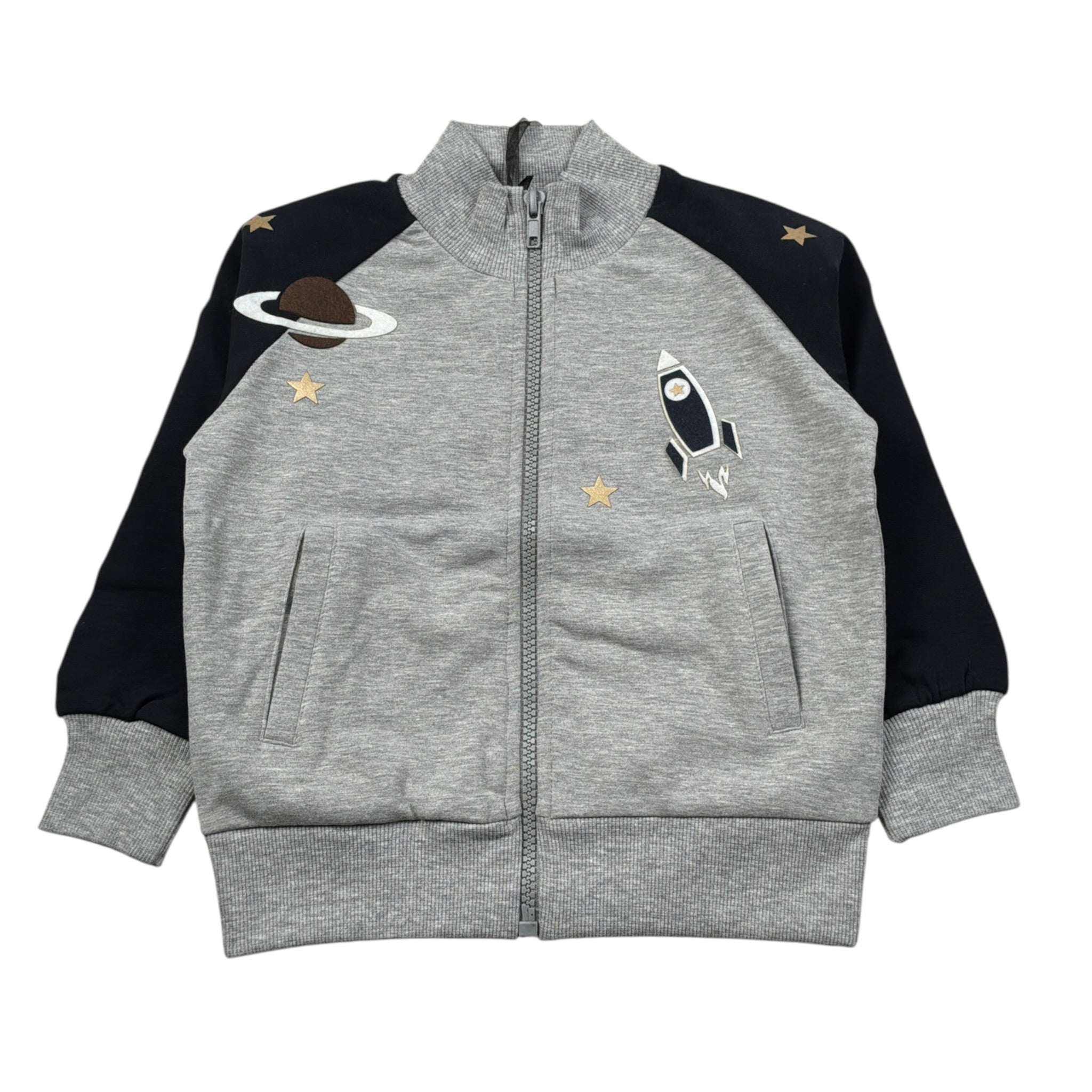 Monnalisa Felpa con Zip tinta unita con Stampe Grigio per Bambino 252801 GRIGIO MONNALISA 