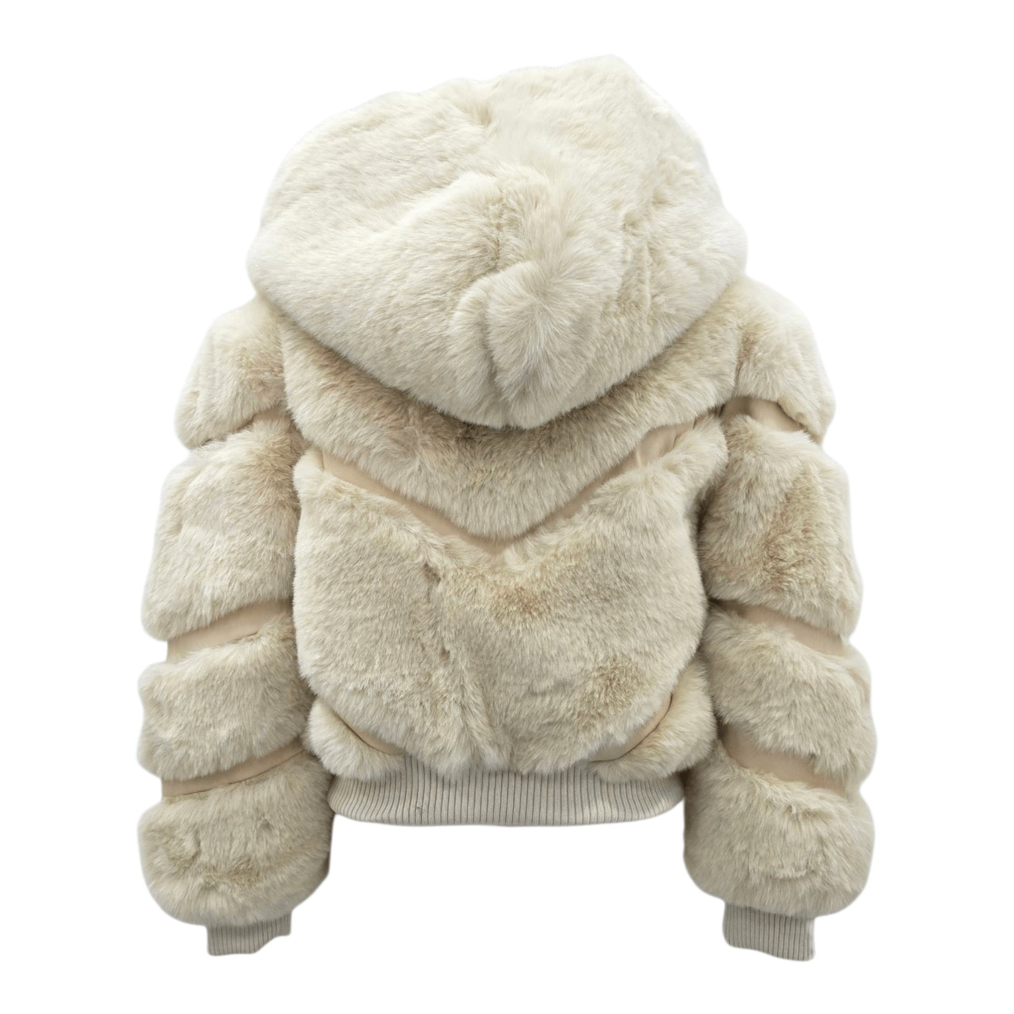 Fun & Fun Pelliccia tinta unita con Zip E Cappuccio Beige per Bambina FBJK02014 BEIGE FUN & FUN 