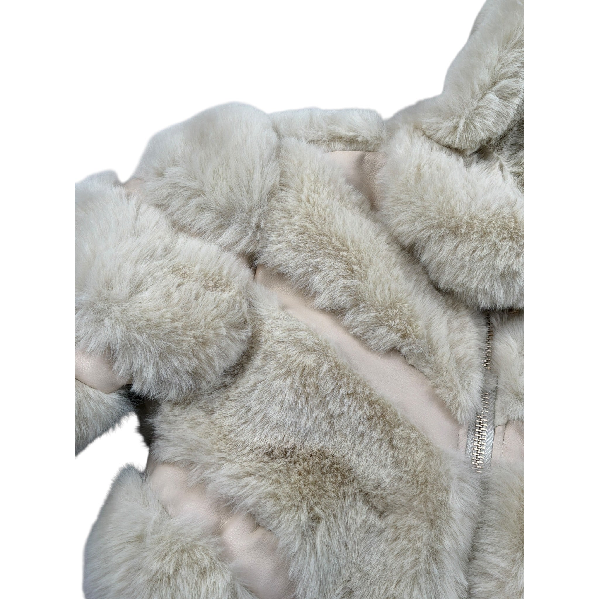Fun & Fun Pelliccia tinta unita con Zip E Cappuccio Beige per Bambina FBJK02014 BEIGE FUN & FUN 
