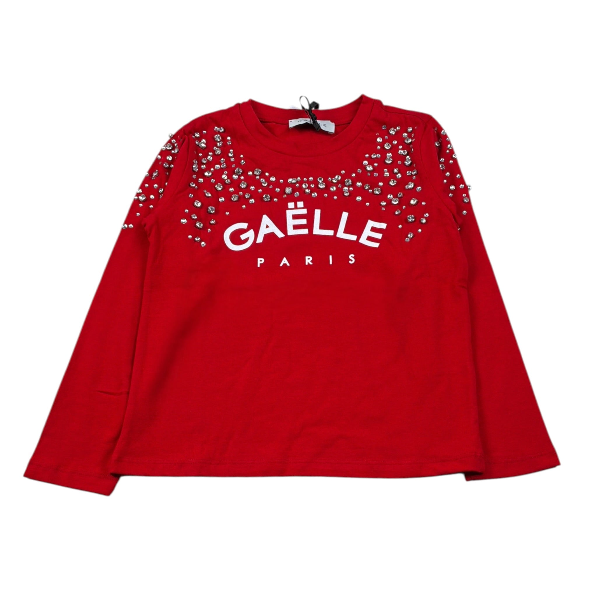Gaelle Shirt Girocollo tinta unita con Brillantini Rosso per Bambina 2741M00575 ROSSO GAELLE 