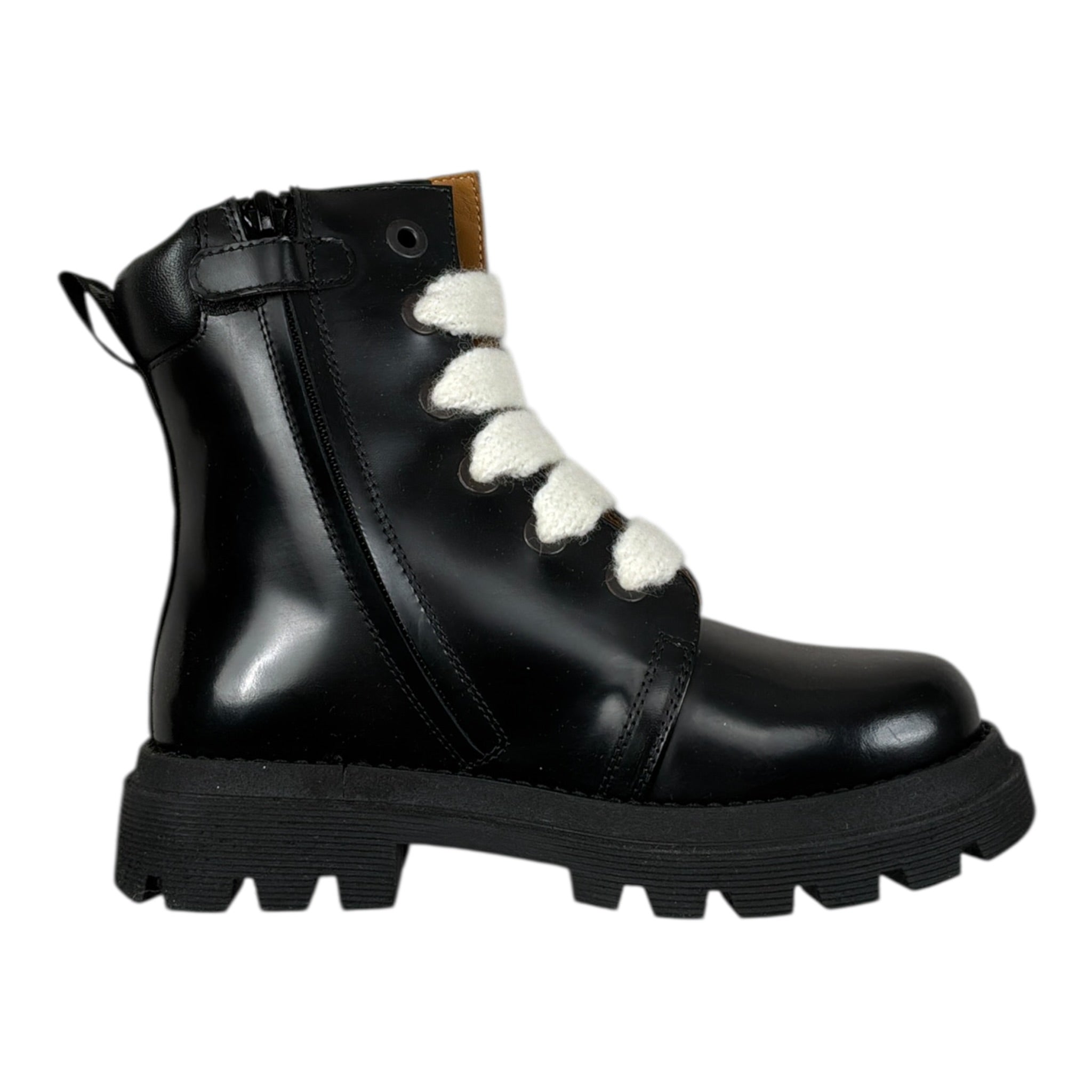 Gallucci Stivali tinta unita con Lacci In Contrasto Nero per Bambina J30251AM NERO GALLUCCI 