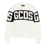 Gcds Maglia Girocollo tinta unita con Logo Panna per Bambina 1526A PANNA GCDS 
