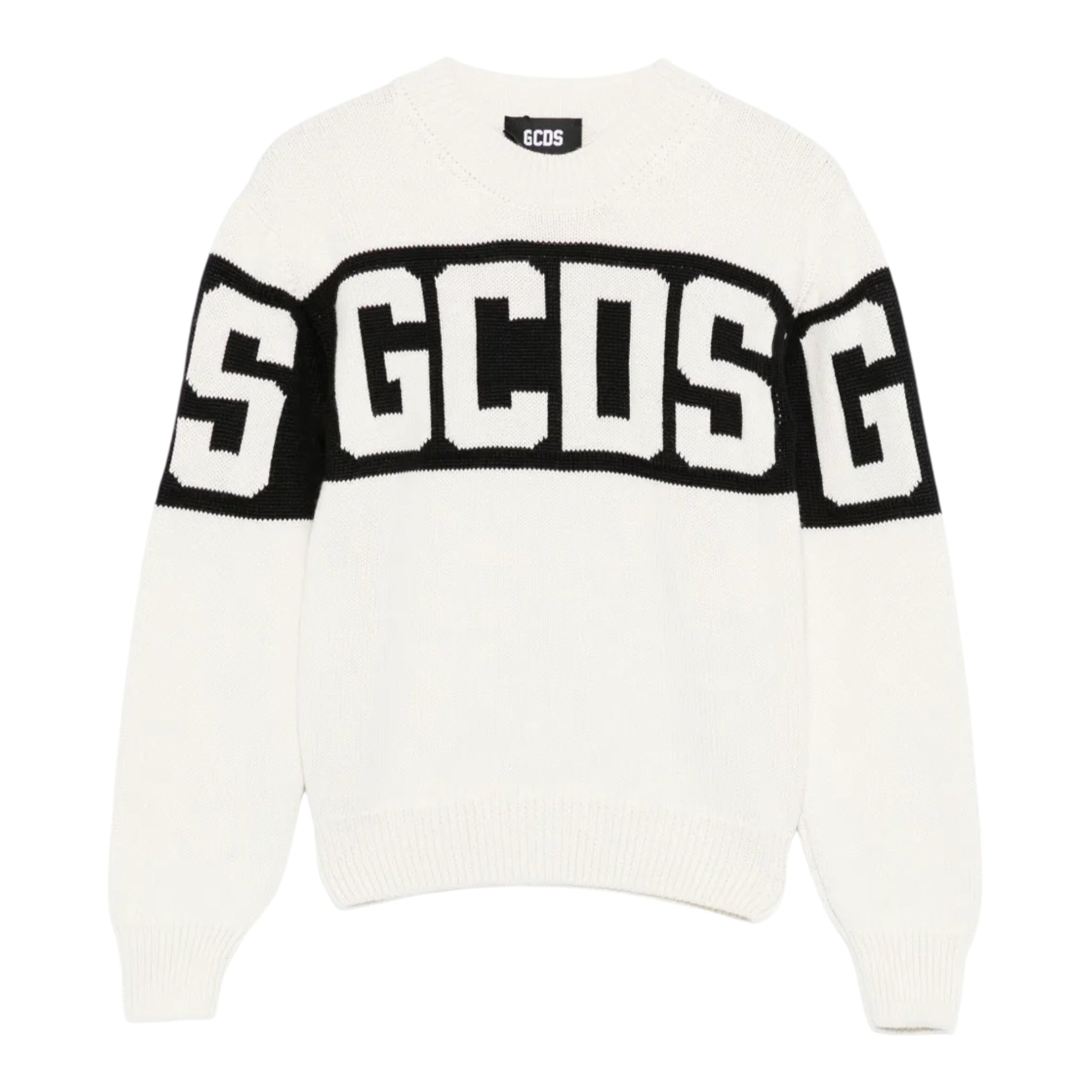 Gcds Maglia Girocollo tinta unita con Logo Panna per Bambina 1526A PANNA GCDS 