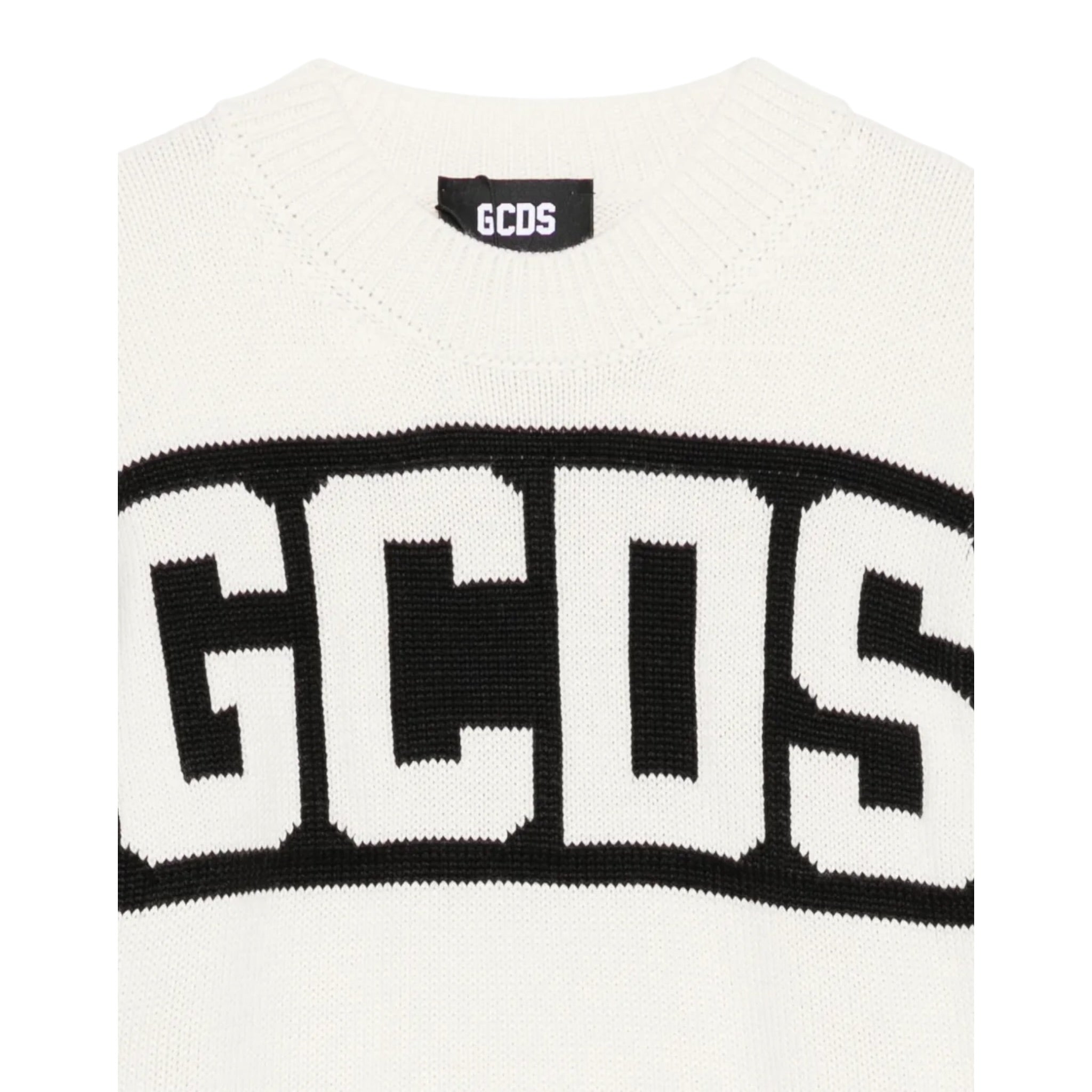 Gcds Maglia Girocollo tinta unita con Logo Panna per Bambina 1526A PANNA GCDS 