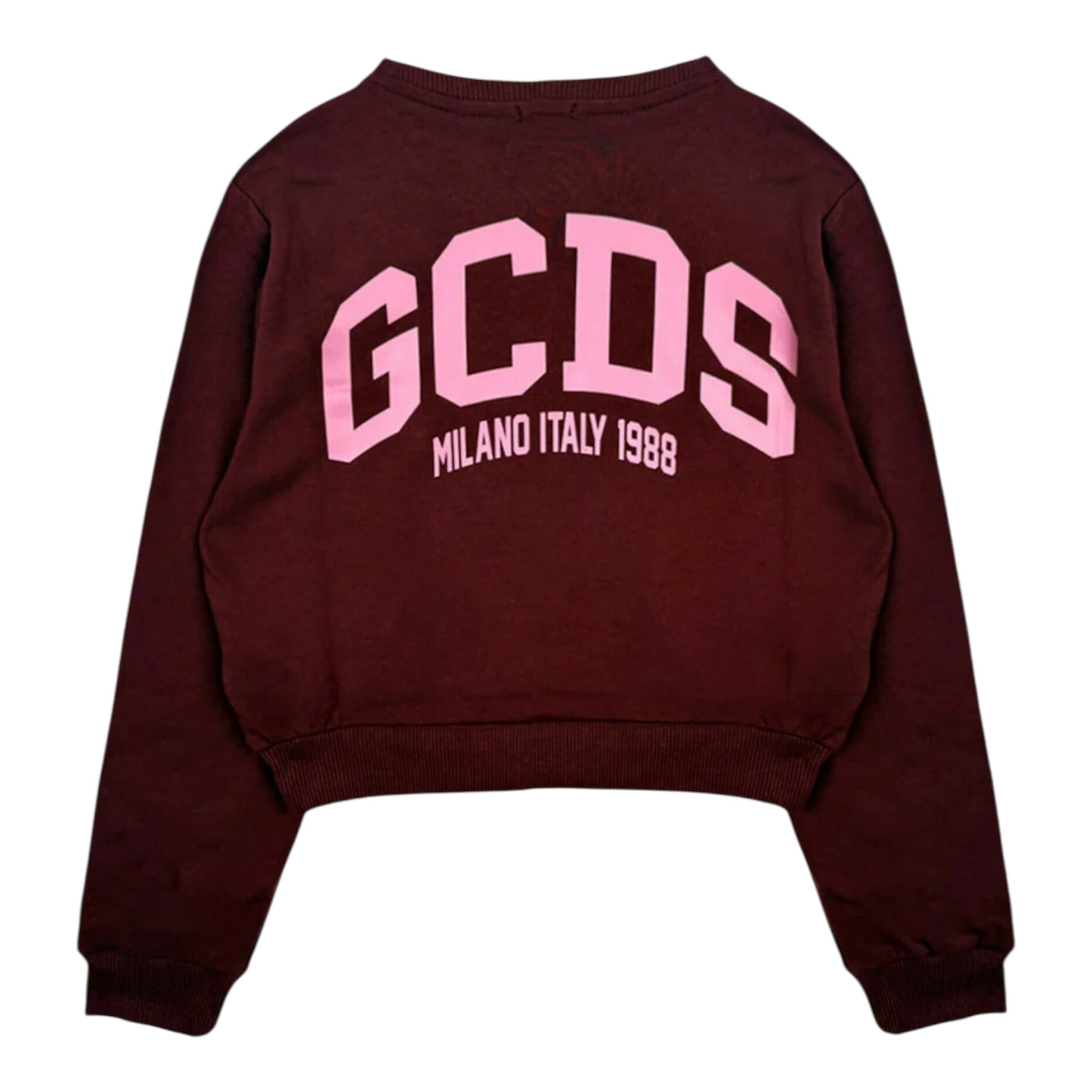 Gcds Felpa Chiusa Girocollo tinta unita con Logo Bordeaux per Bambina B2KW1531BA5 BORDEAUX GCDS 
