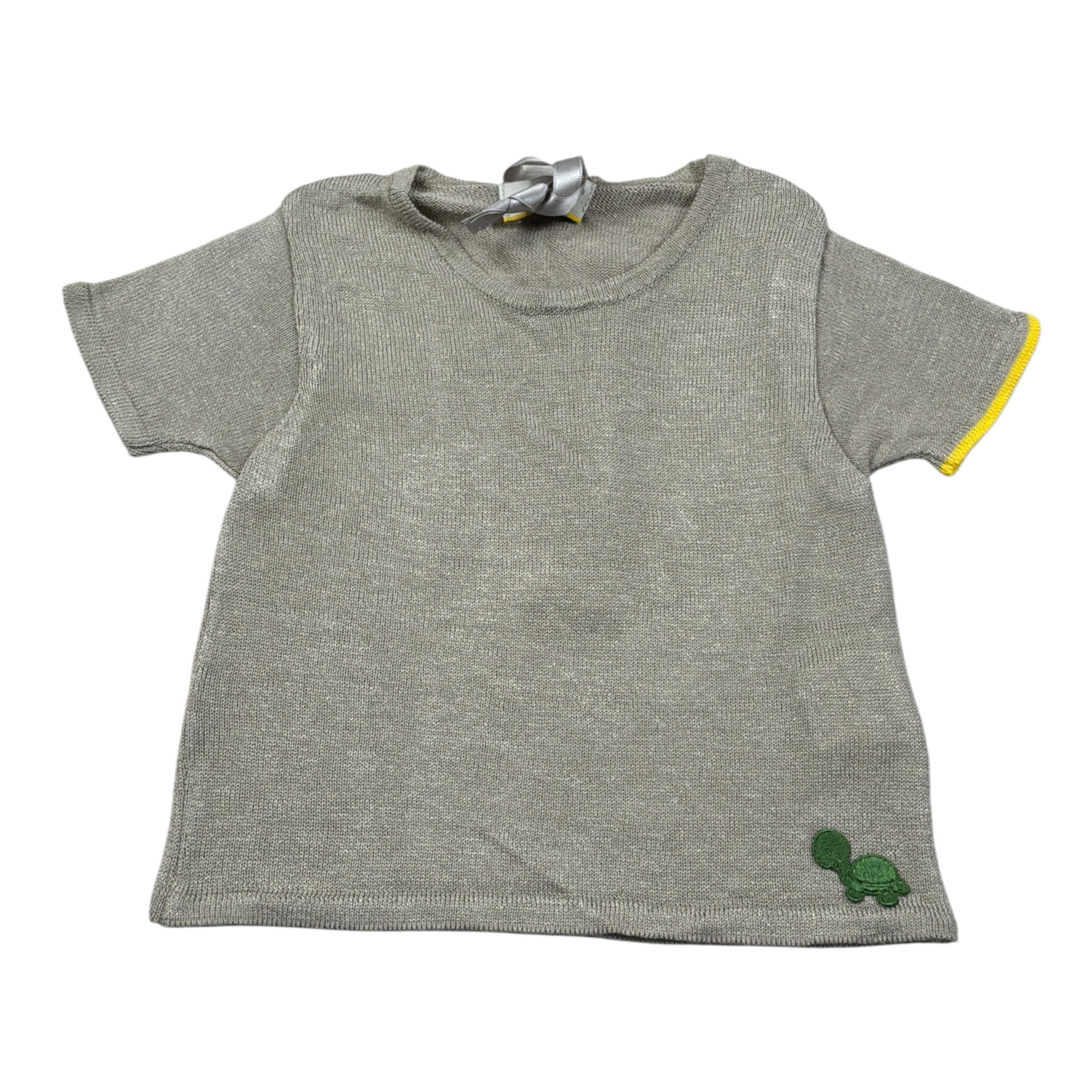 Gensami T-Shirt Girocollo tinta unita con Ricami Verde per Neonato GIR01 VERDE GENSAMI 