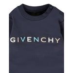 Givenchy Felpa Chiusa Girocollo tinta unita con Logo Blu per Neonato H30884 BLU GIVENCHY 