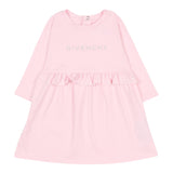 Givenchy Abito Manica Lunga tinta unita con Logo Rosa per Bambina H30899J ROSA GIVENCHY 