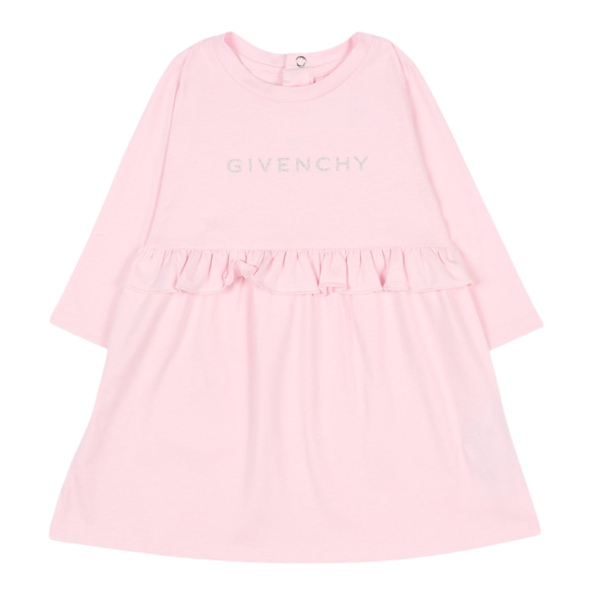 Givenchy Abito Manica Lunga tinta unita con Logo Rosa per Bambina H30899J ROSA GIVENCHY 