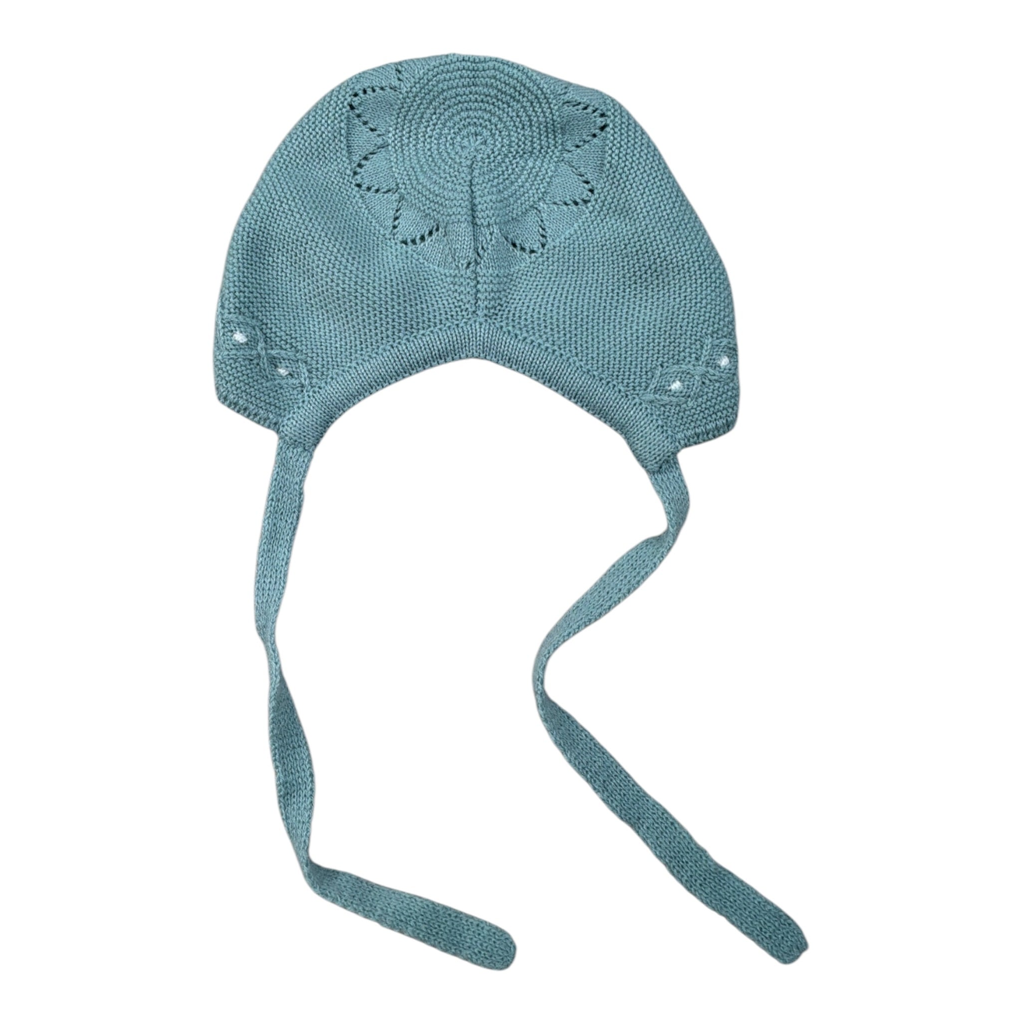 Granlei Cappello tinta unita con Ricami Verde Acqua per Neonata 2221 VERDE ACQUA GRANLEI 