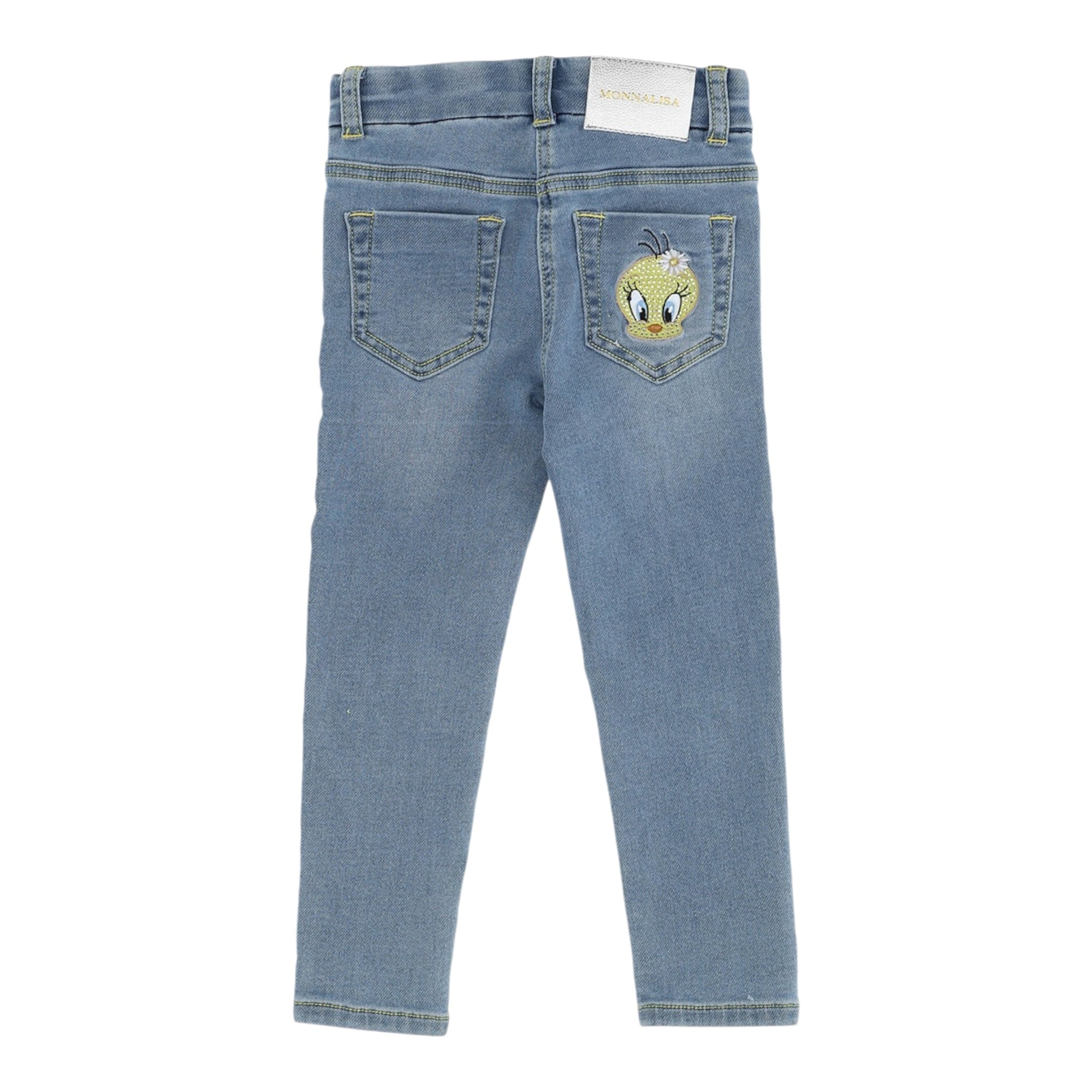 Guess Jeans tinta unita con Ricamo Logo Azzurro per Bambina 199400 AZZURRO GUESS 