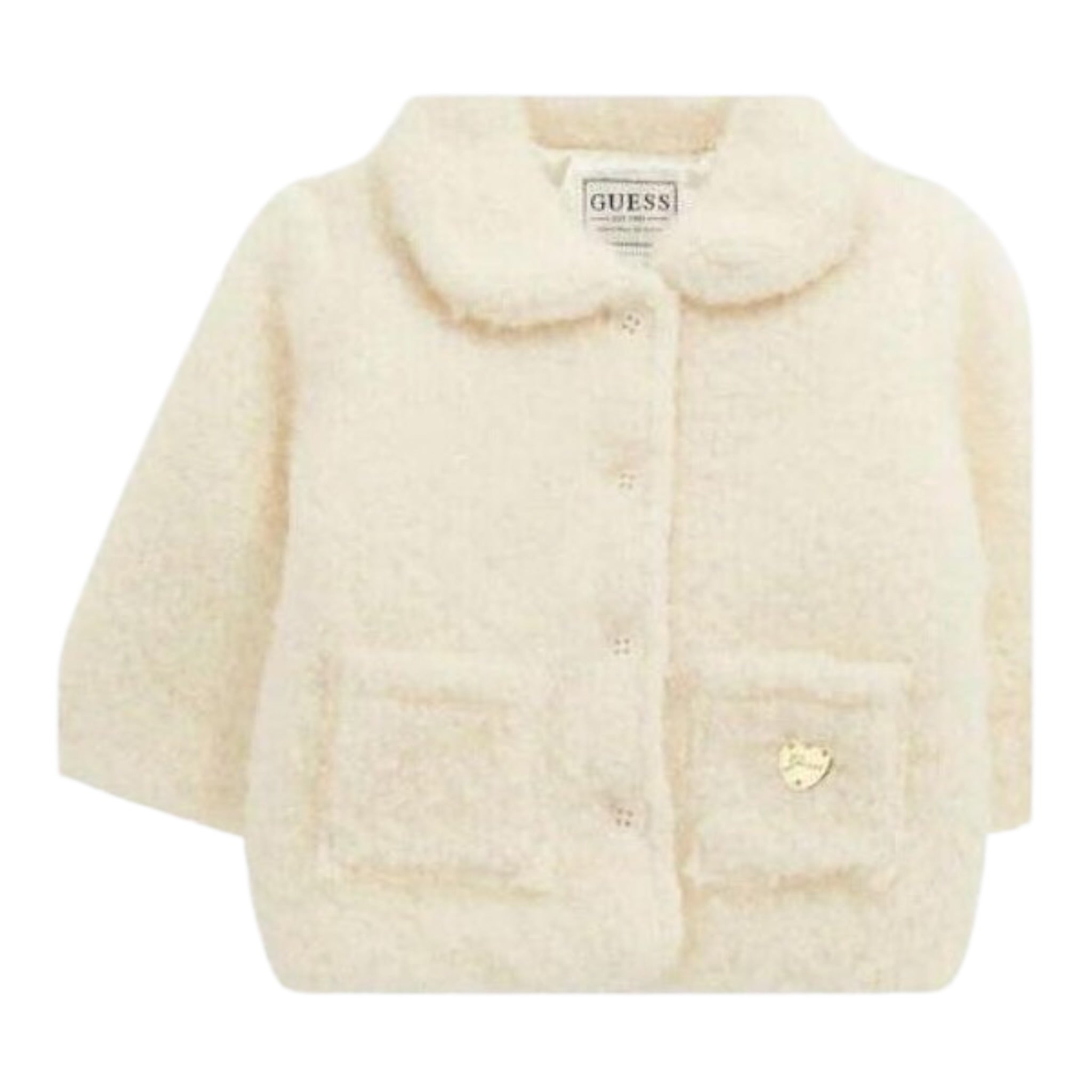 Guess Pelliccia tinta unita con Bottoni Panna per Neonata A5BL01WGIT0 PANNA GUESS 