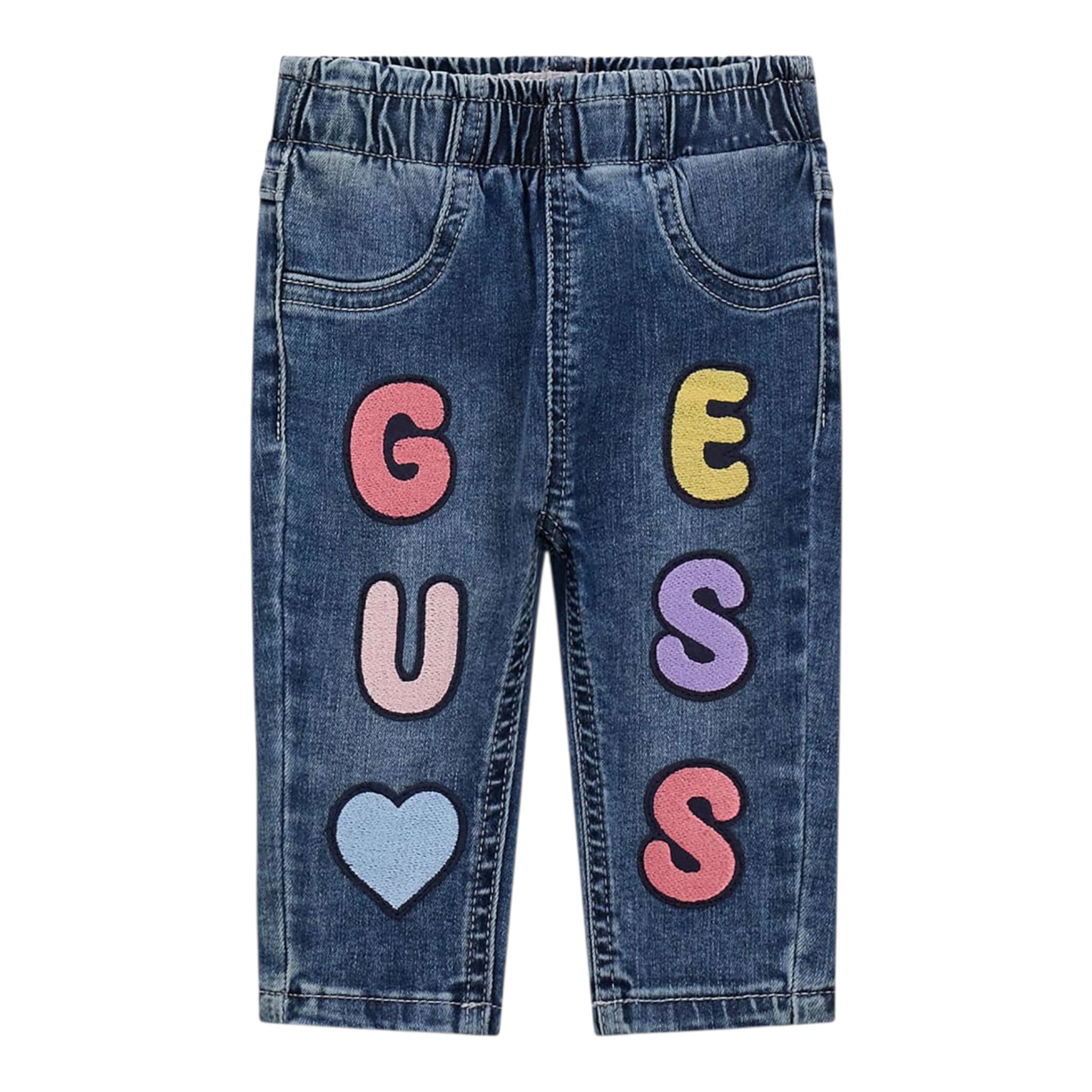 Guess Jeans tinta unita con Elastico In Vita Blu per Neonata A5YA00D4CA0 BLU GUESS 