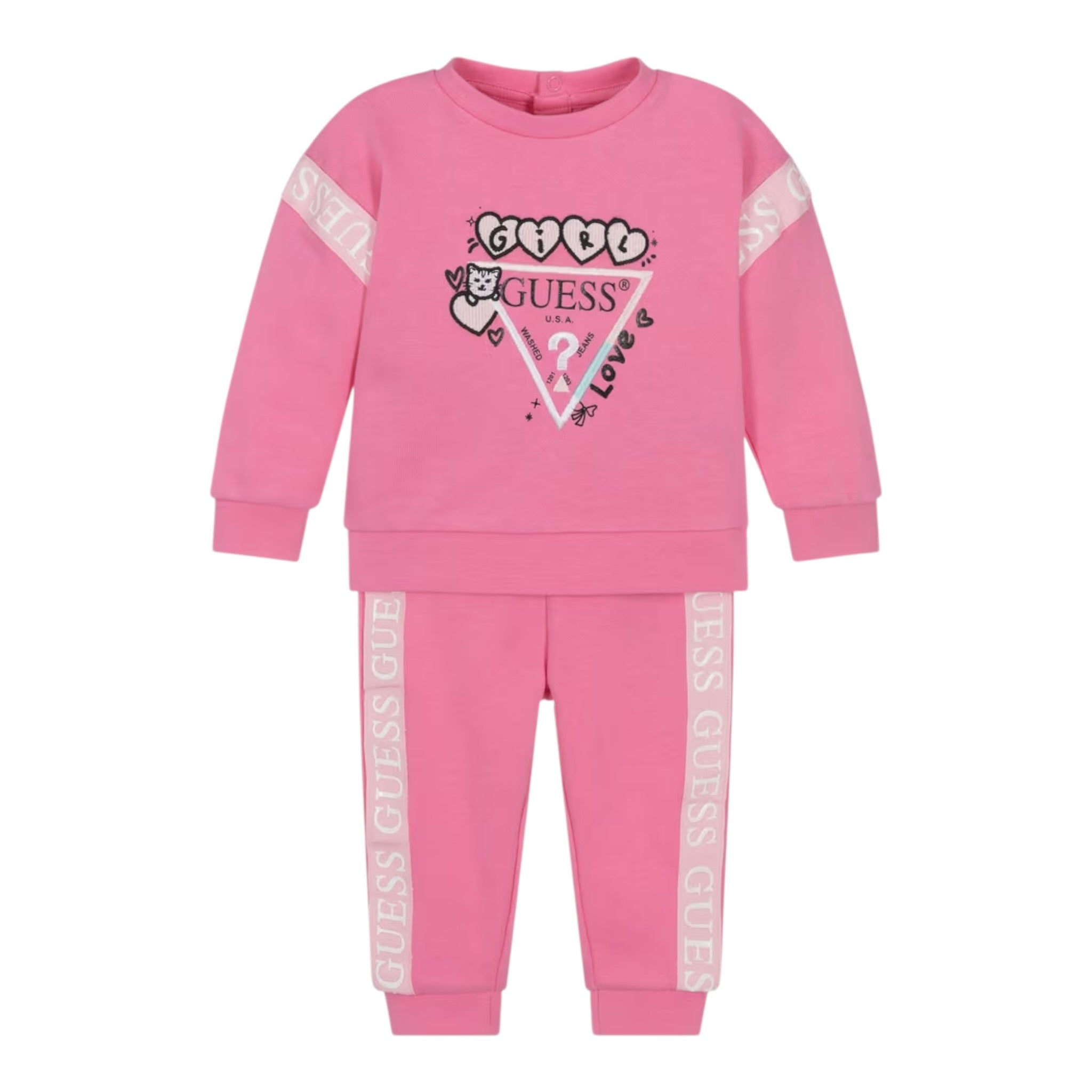 Guess Completo 2 Pezzi Felpa-Pantalone tinta unita Rosa per Neonata A5YG03KA6R4 ROSA GUESS 