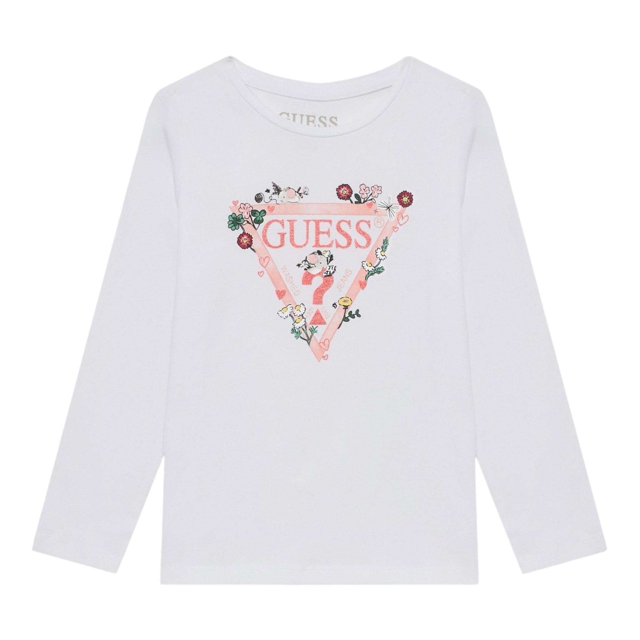 Guess Shirt tinta unita con Stampa Bianco per Neonata A5YI03K6YW4 BIANCO GUESS 