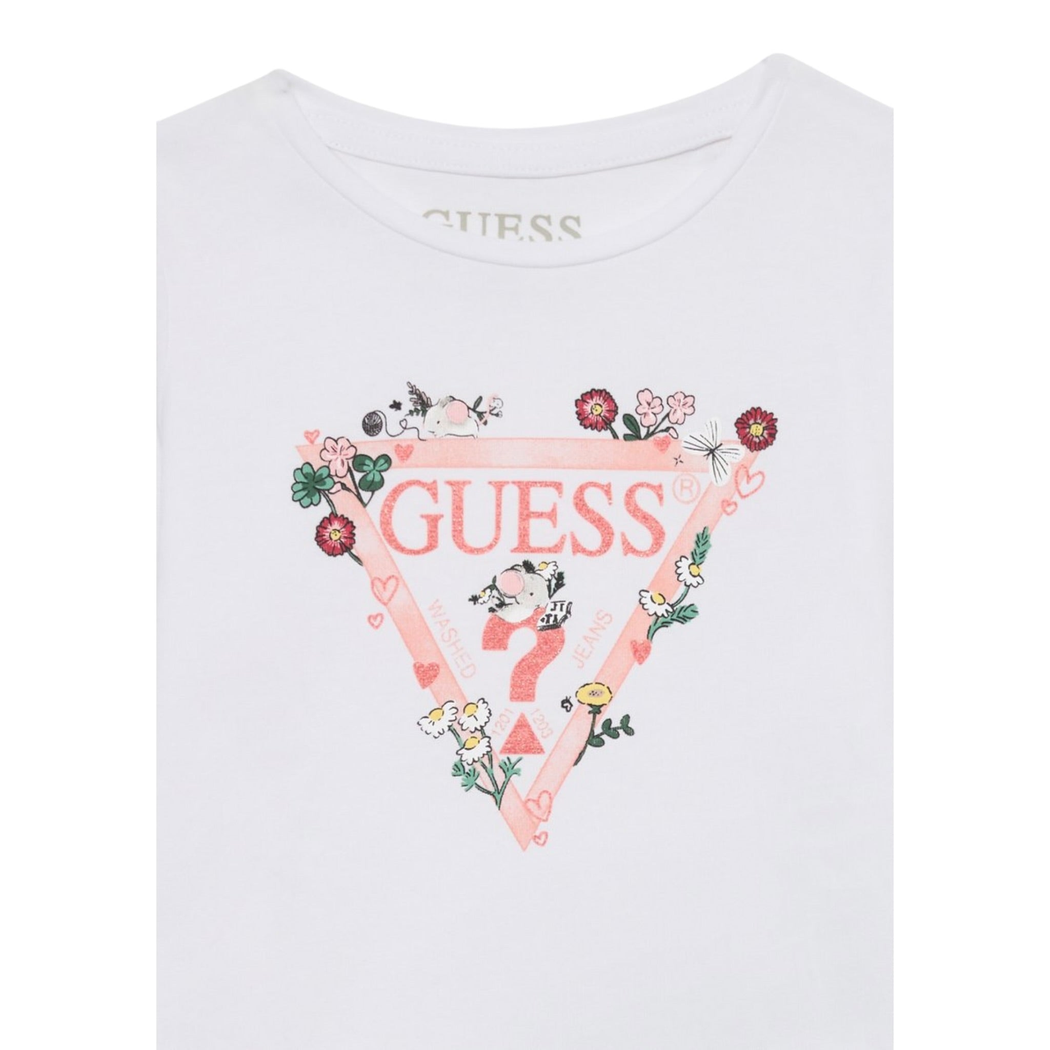 Guess Shirt tinta unita con Stampa Bianco per Bambina A5YI03K6YW4XJ BIANCO GUESS 