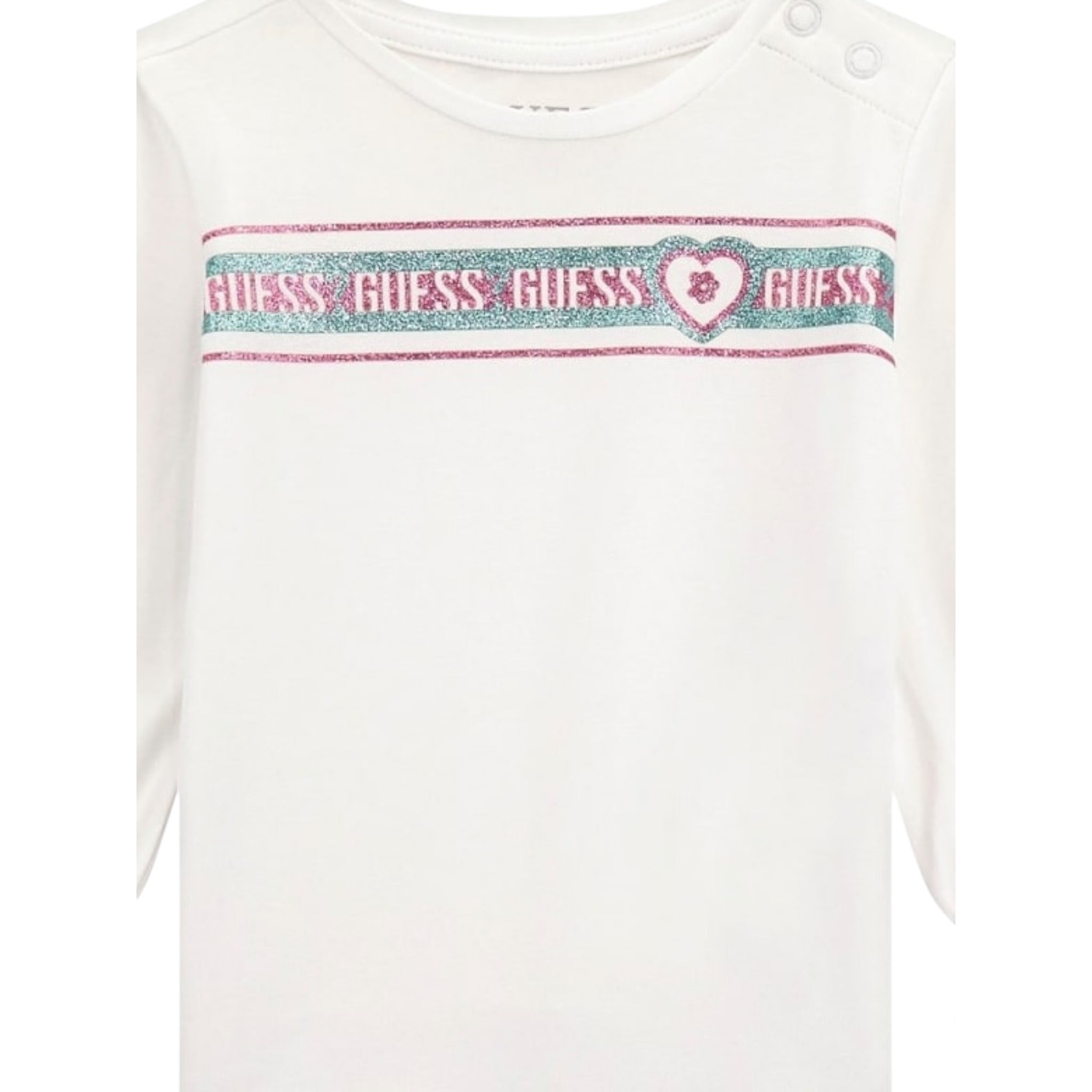 Guess Shirt tinta unita con Stampa Bianco per Neonata A5YI05K6YW4 BIANCO GUESS 