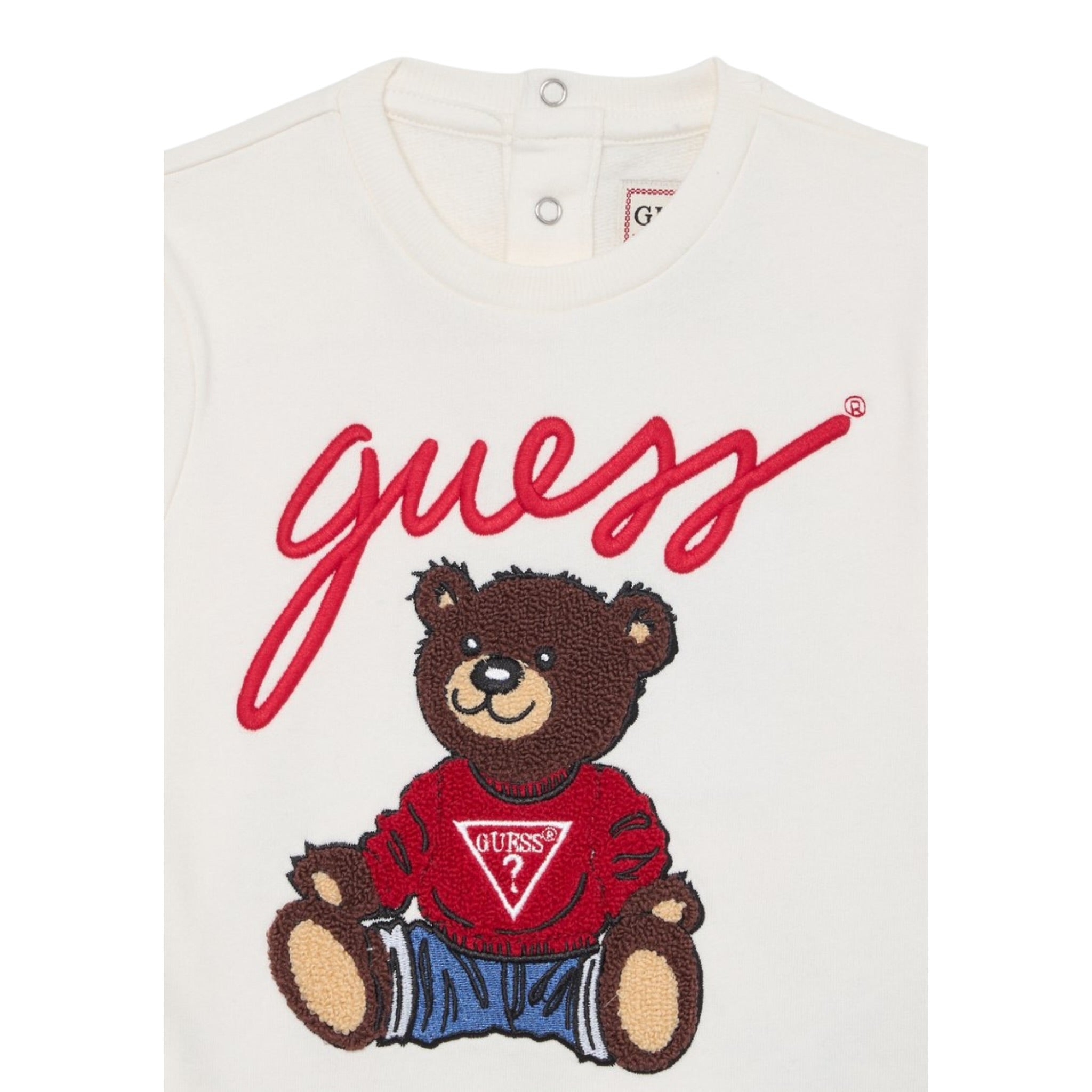 Guess Felpa Chiusa Girocollo tinta unita Bianco per Neonata H5YT00KAX74X BIANCO GUESS 