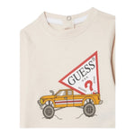 Guess Shirt tinta unita Girocollo con Stampa Beige per Neonato I5BI01L3Z14 BEIGE GUESS 