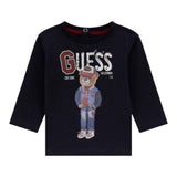 Guess Shirt tinta unita Girocollo con Stampa Blu per Neonato I5YI04K8HM4X BLU GUESS 