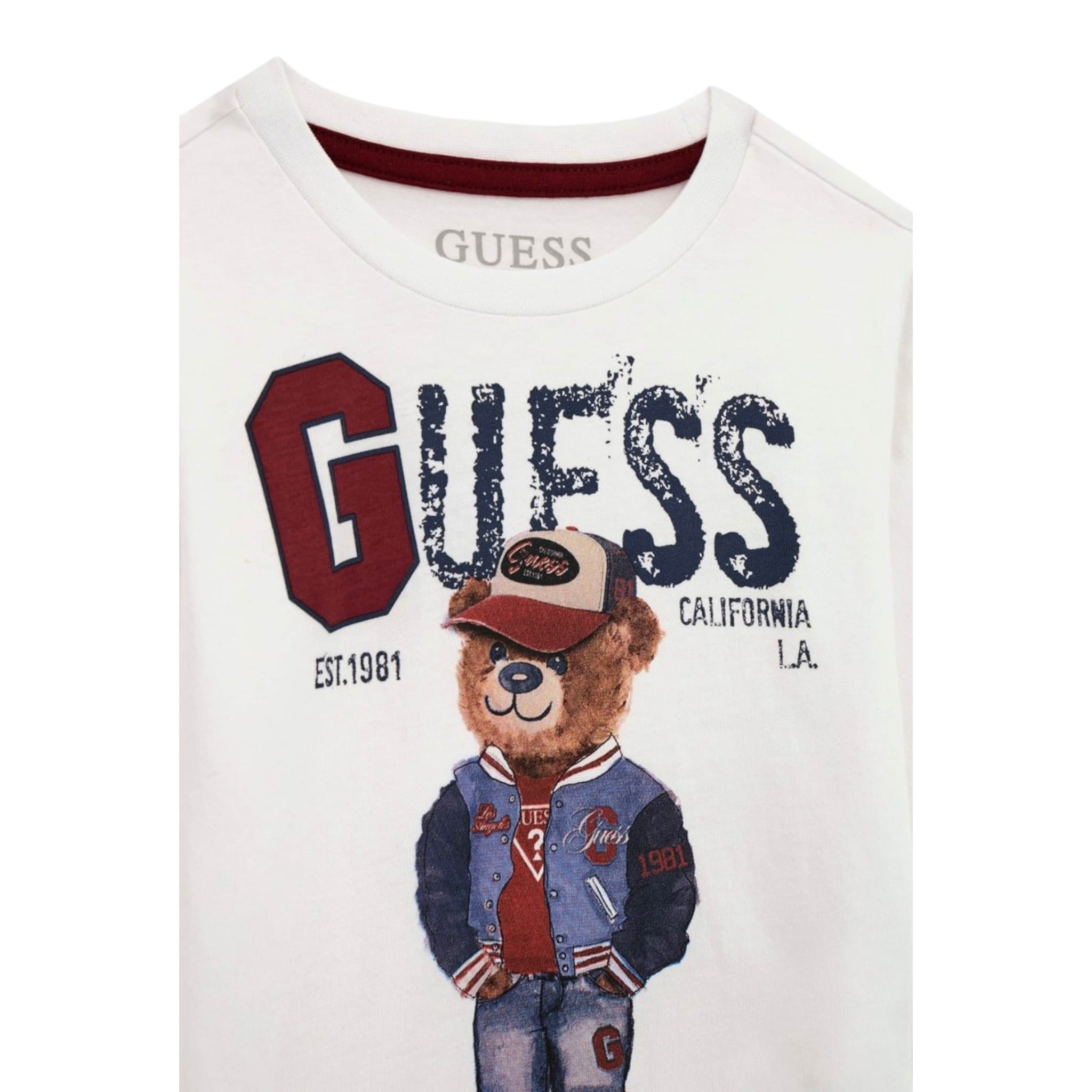 Guess Shirt tinta unita Girocollo con Stampa Bianco per Bambino I5YI04K8HM4XJ BIANCO GUESS 