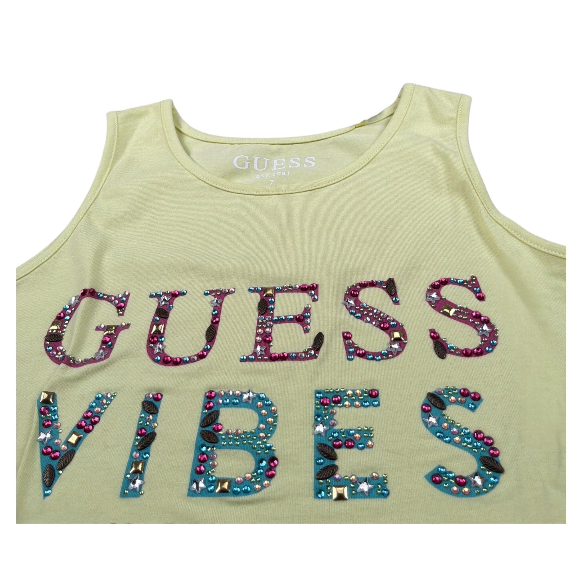 Guess Canotta tinta unita con Logo Verde per Bambina J2GI39K6YW1 VERDE GUESS 