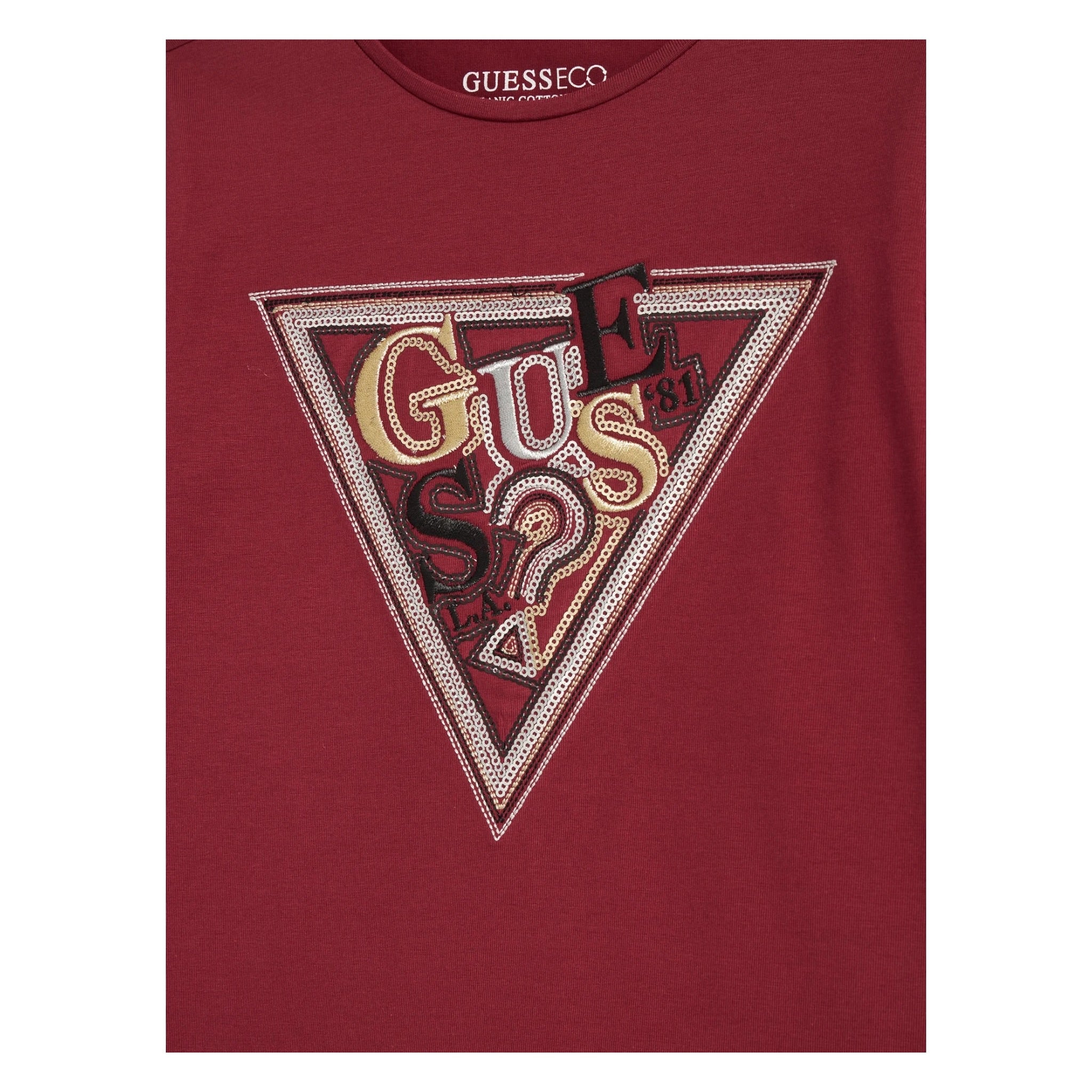 Guess Shirt Girocollo tinta unita con Logo Rosso per Bambina J5BI13J1314 ROSSO GUESS 