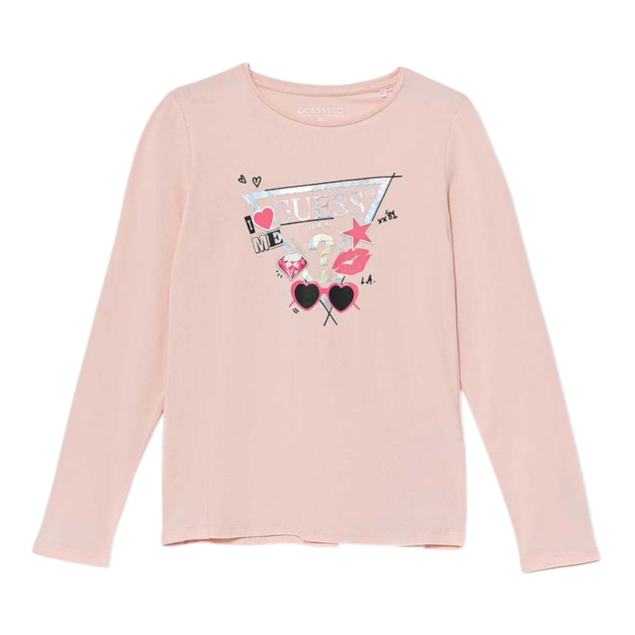 Guess Shirt tinta unita con Stampa Rosa per Bambina J5YI01K6YW4 ROSA GUESS 