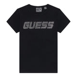 Guess T-Shirt tinta unita con Brillantini Nero per Bambina J5YI42KCIV1 NERO GUESS 