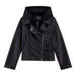 Guess Chiodo In Ecopelle tinta unita con Cappuccio Nero per Bambino J5YL01WAEI0 NERO GUESS 